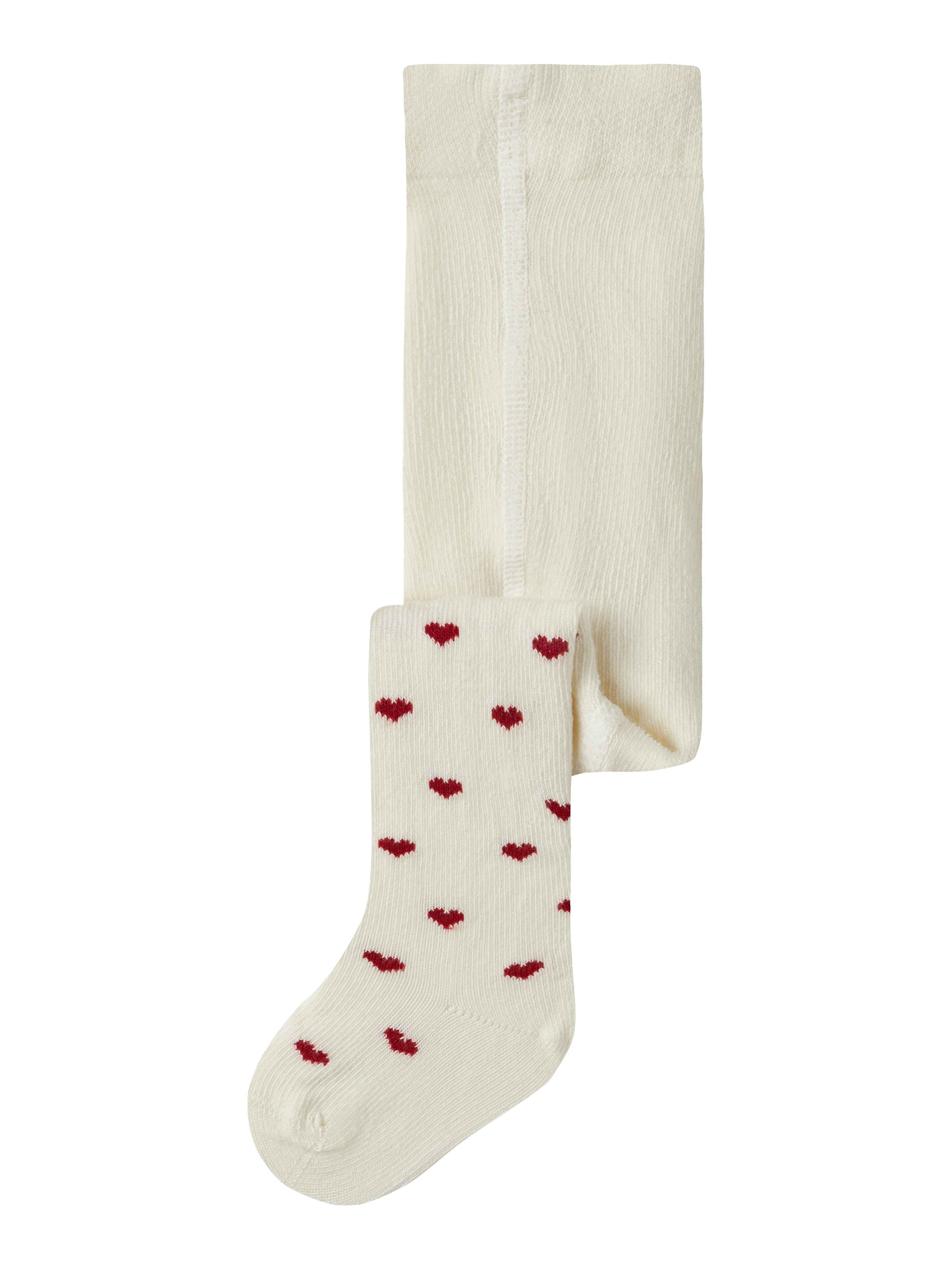 Lil Atelier Reba Len Strømpebukser - Turtledove/Red Hearts