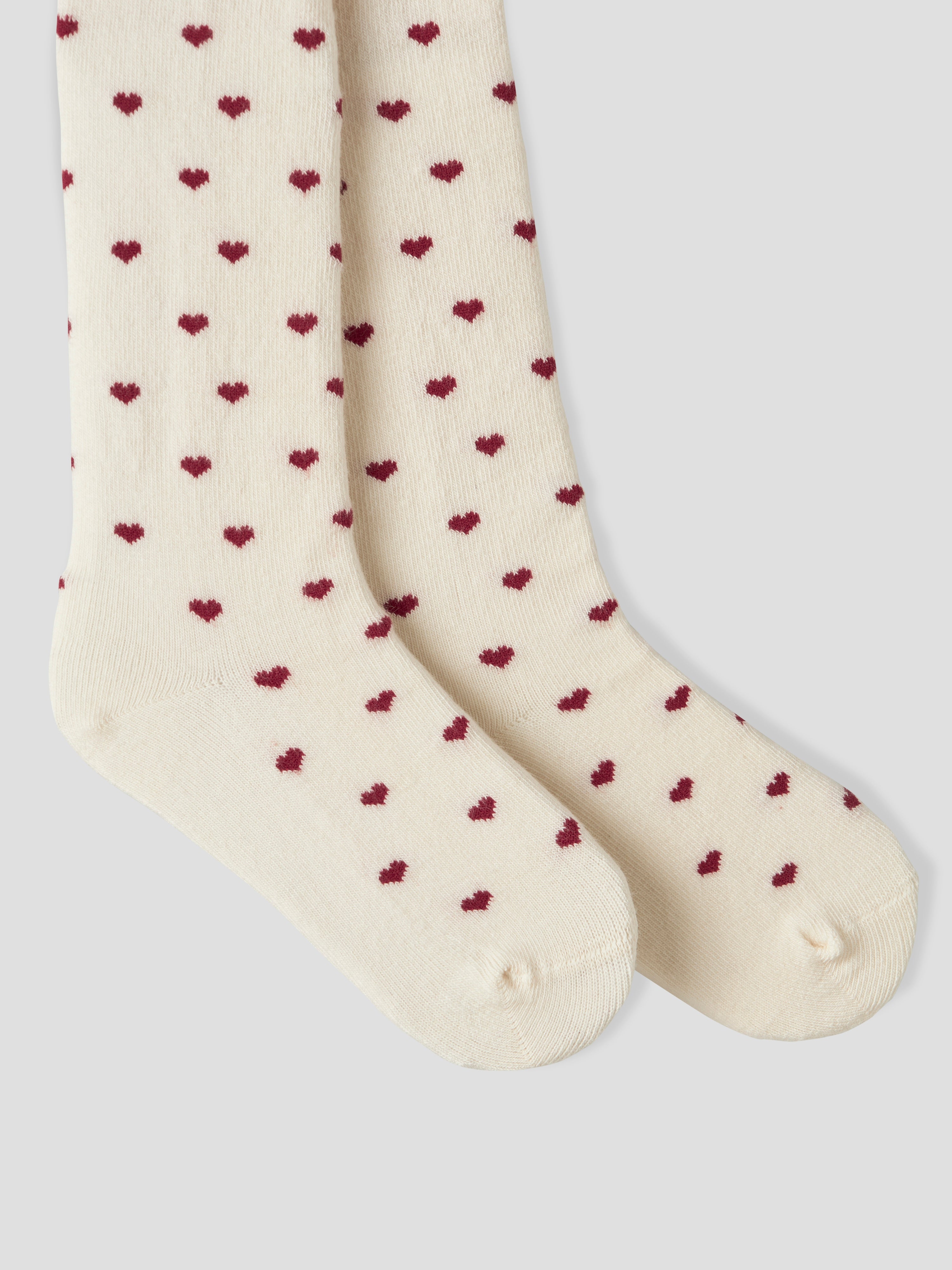 Lil Atelier Reba Len Strømpebukser - Turtledove/Red Hearts