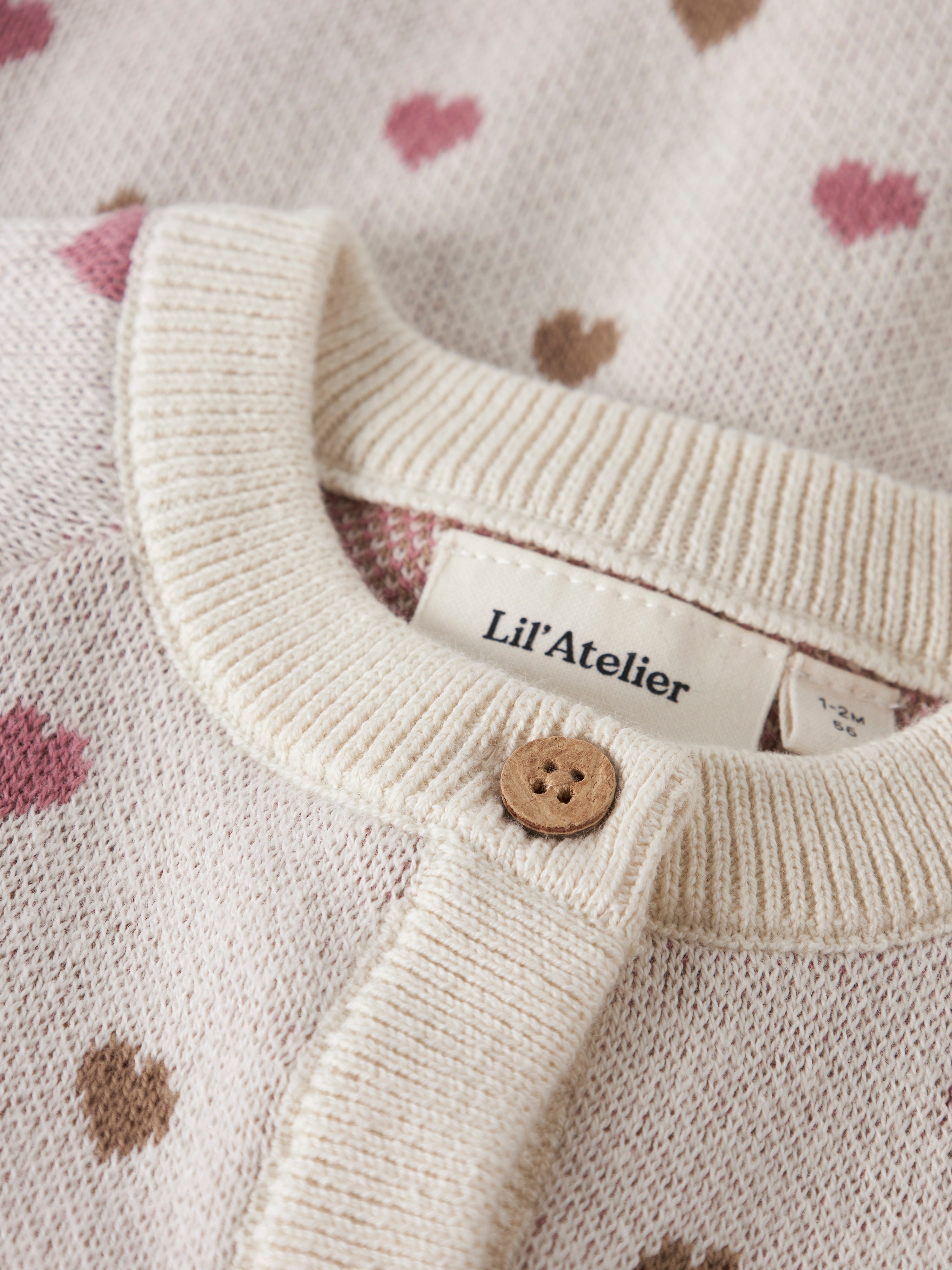 Lil Atelier Saran LS Knit Cardigan Heart - Turtledove