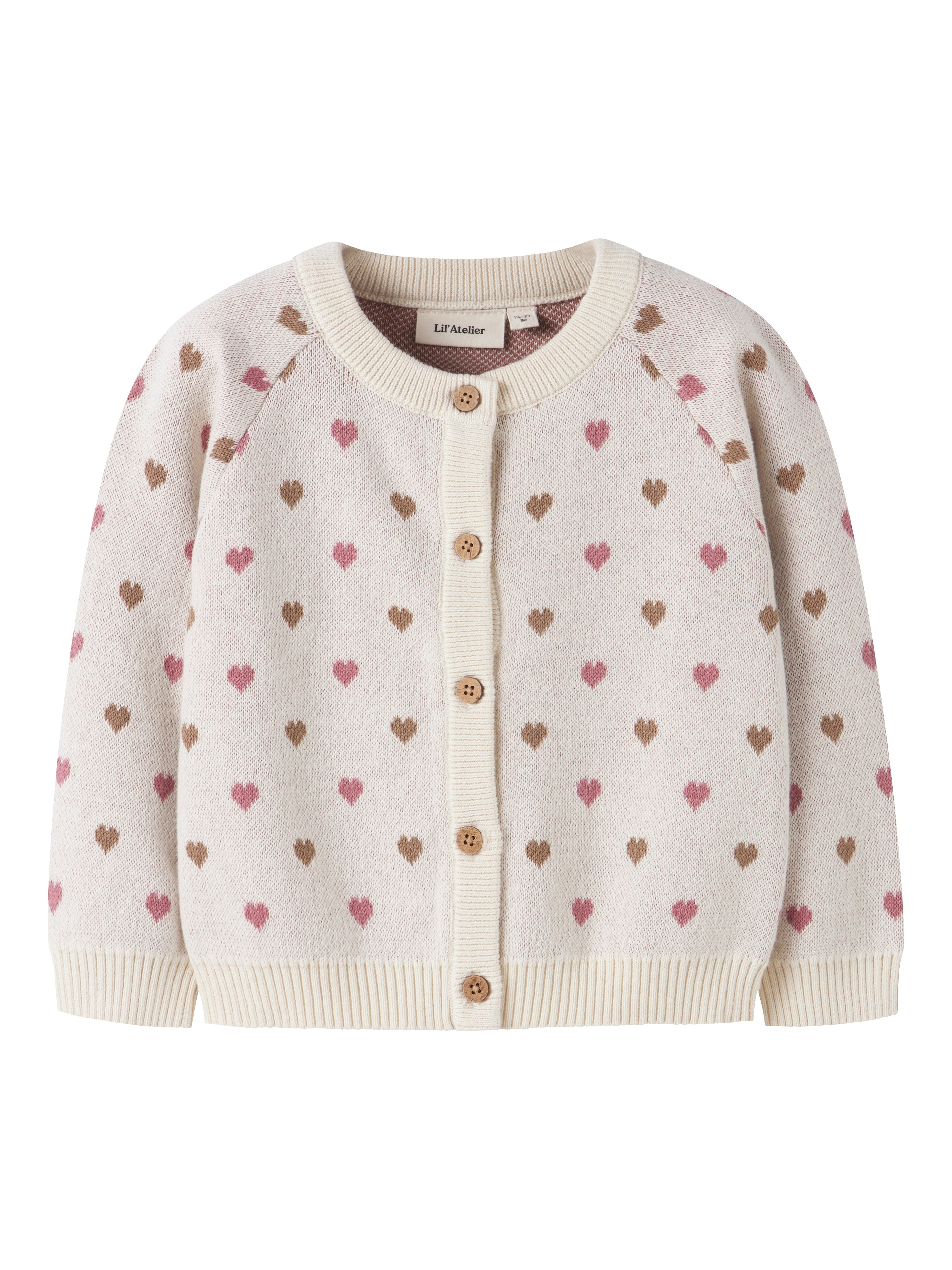 Lil Atelier Saran Knit Cardigan Heart - Turtledove