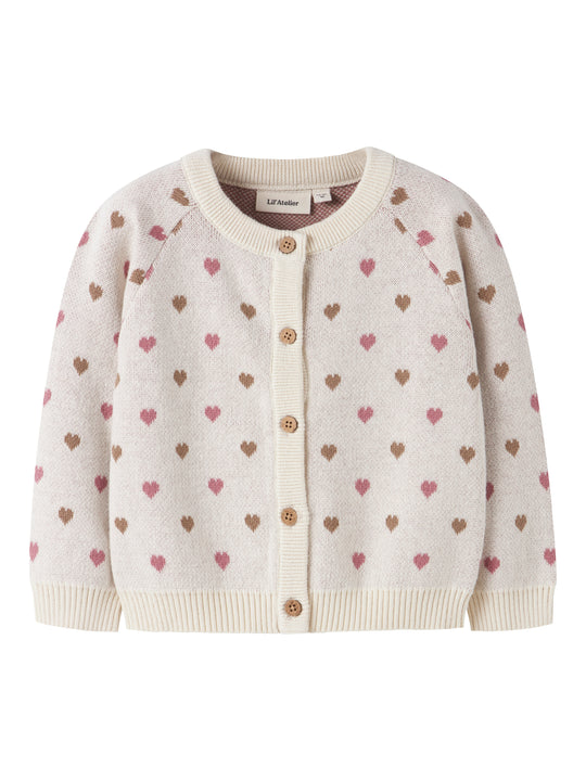 Lil Atelier Saran Knit Cardigan Heart - Turtledove