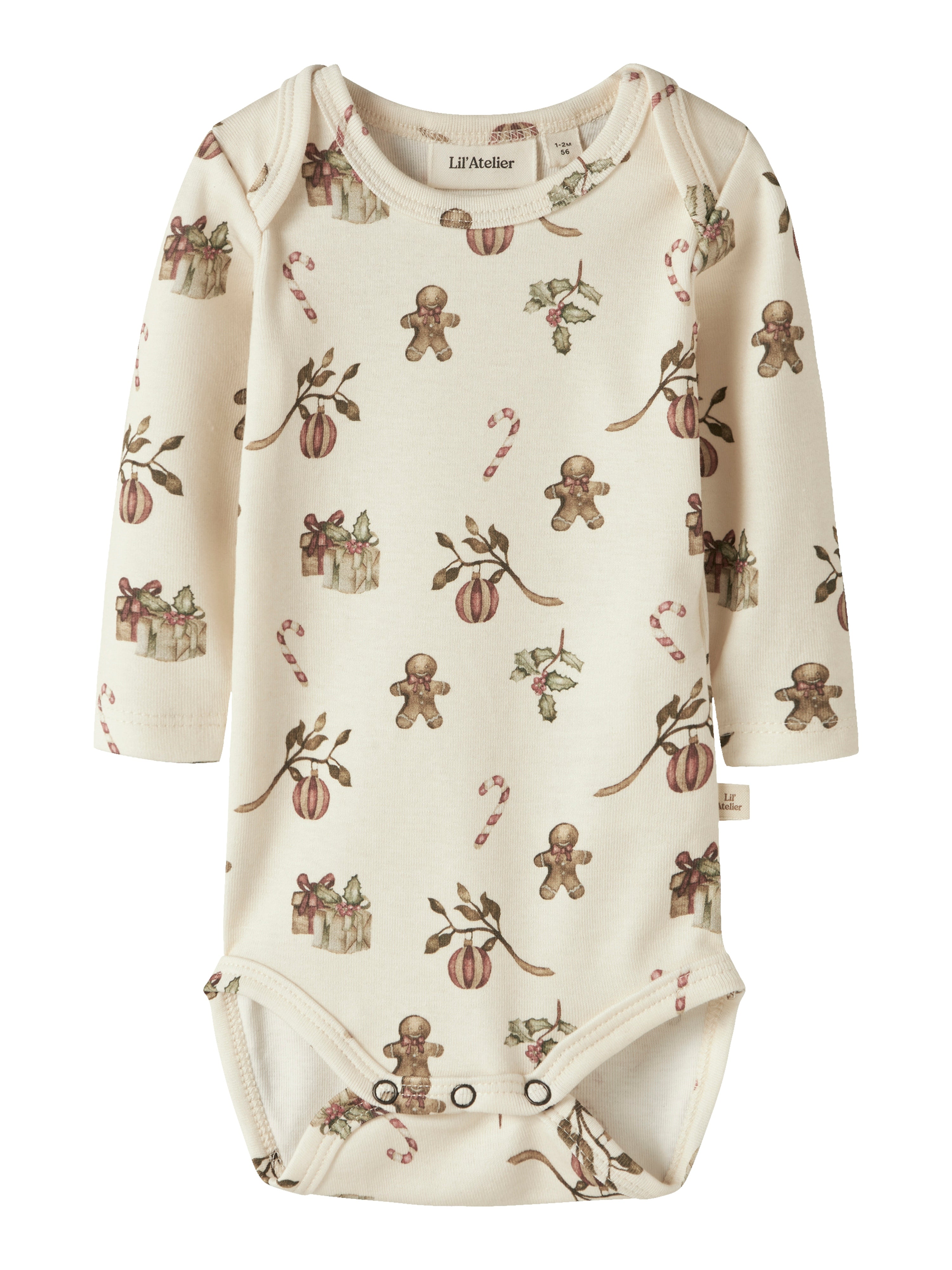 Lil Atelier Layo Gis LS Slim Body - Turtledove/Christmas