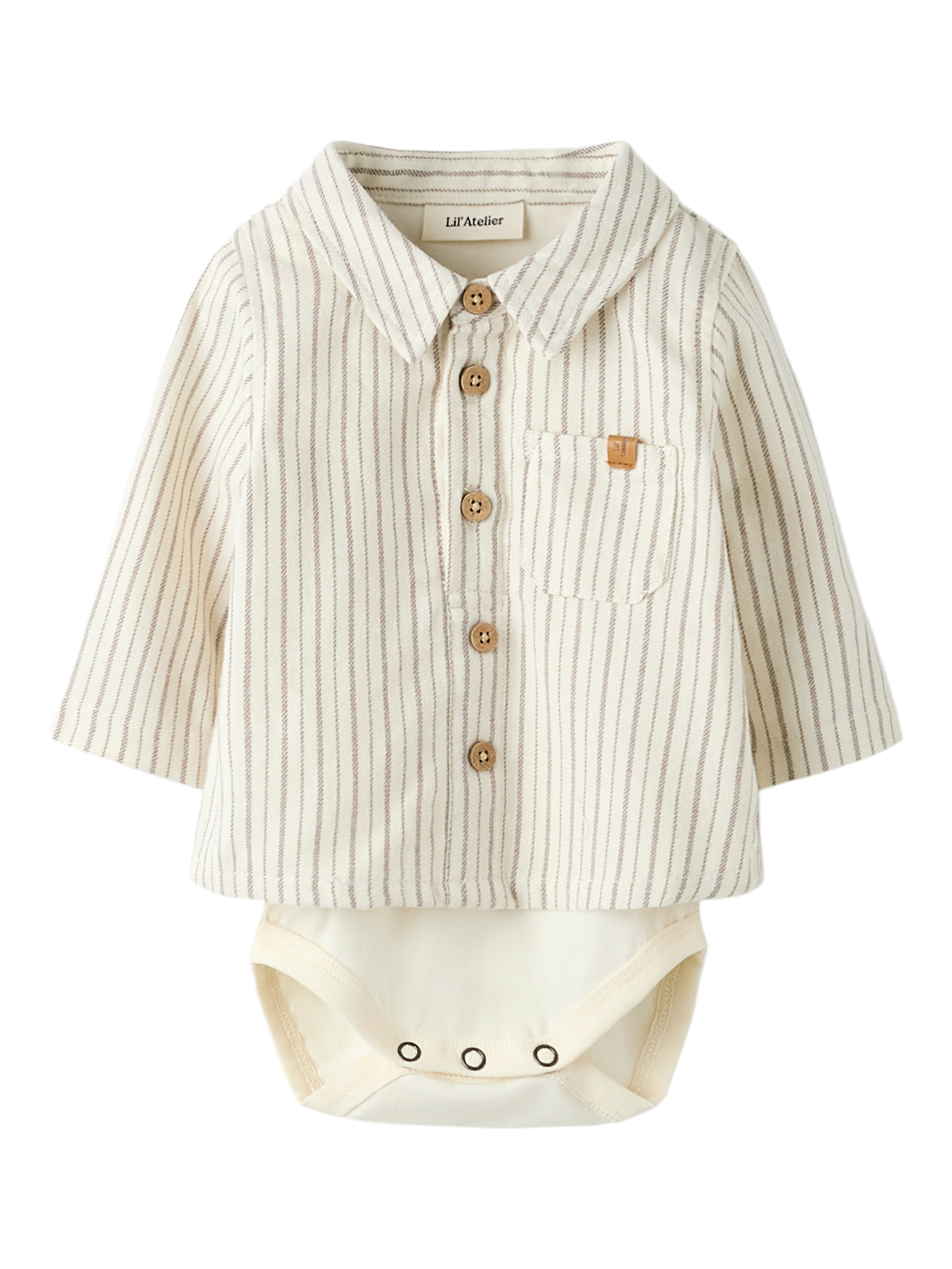 Lil Atelier Felixo LS Body Shirt - Turtledove/Sepia Tint