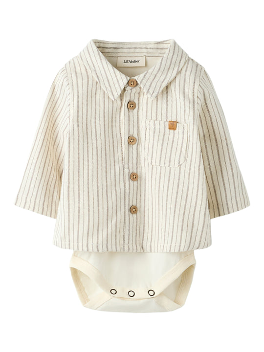 Lil Atelier Felixo LS Body Shirt - Turtledove/Sepia Tint