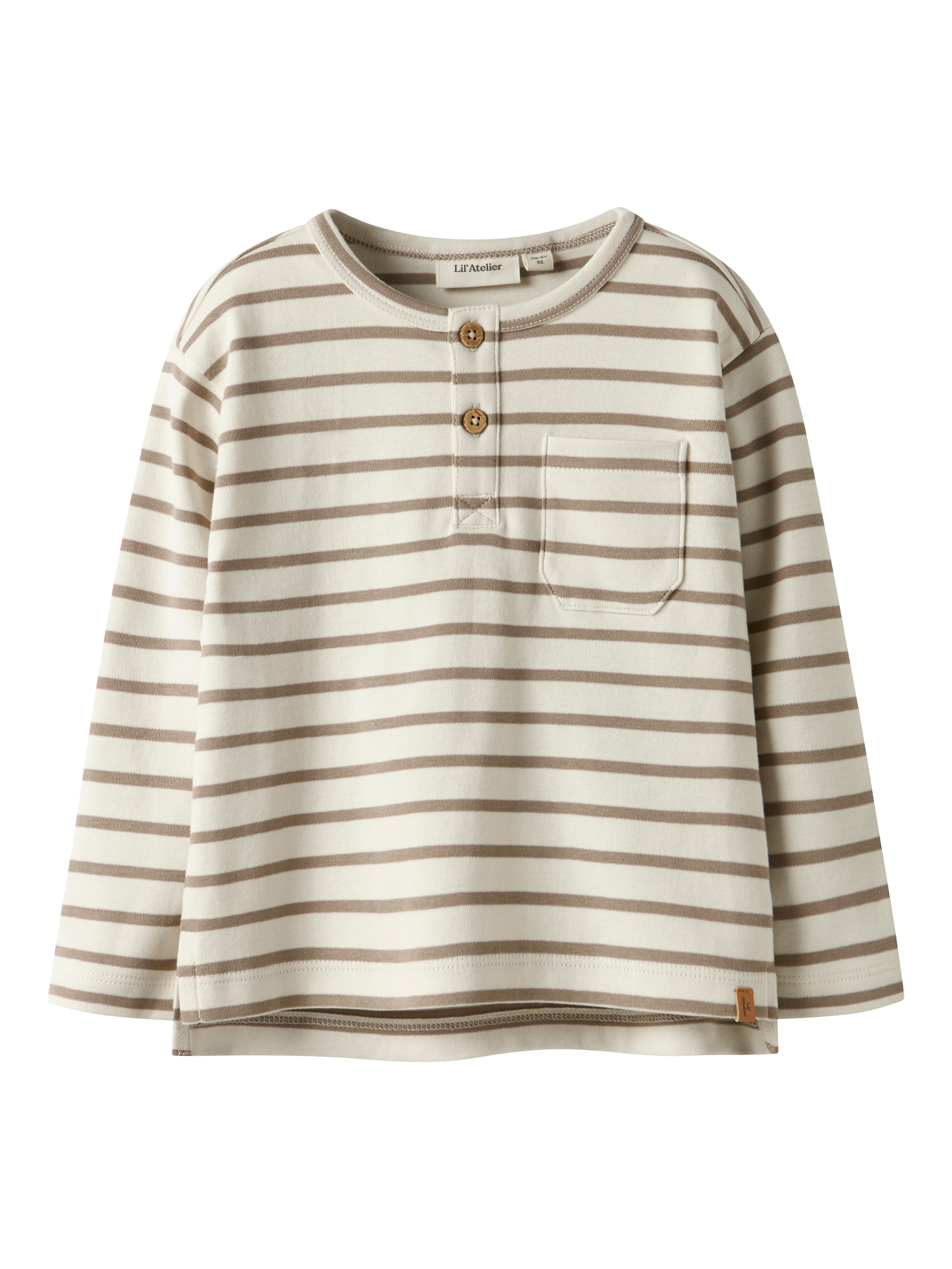 Lil Atelier Limia Nob LS Loose Top - Turtledove/Sepia Tint