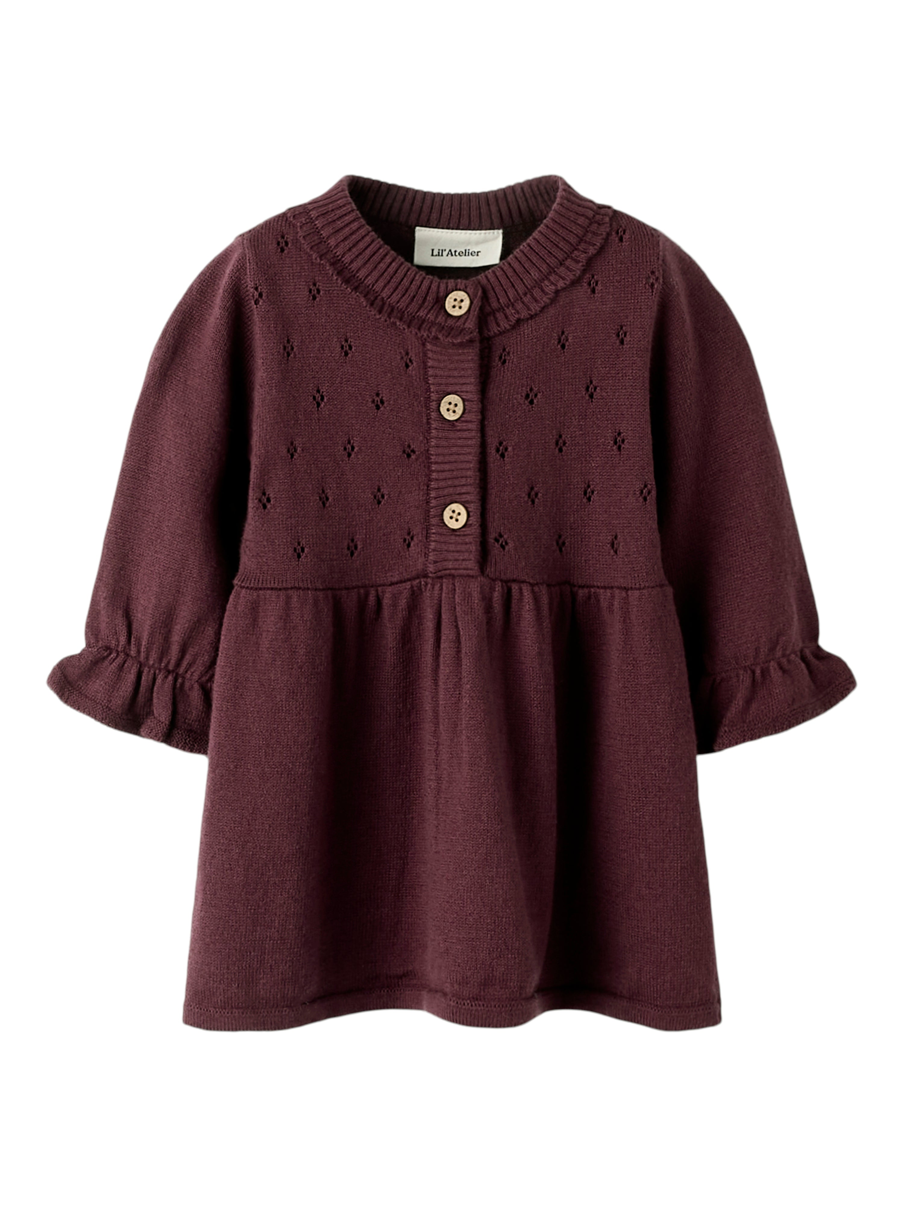 Lil Atelier Nimi LS Knit Dress - Catawba Grape