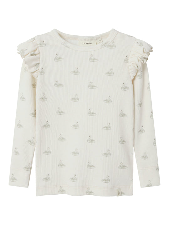 Lil Atelier Gavo Eko Slim Top NOOS - Pastel Parchment/Swan