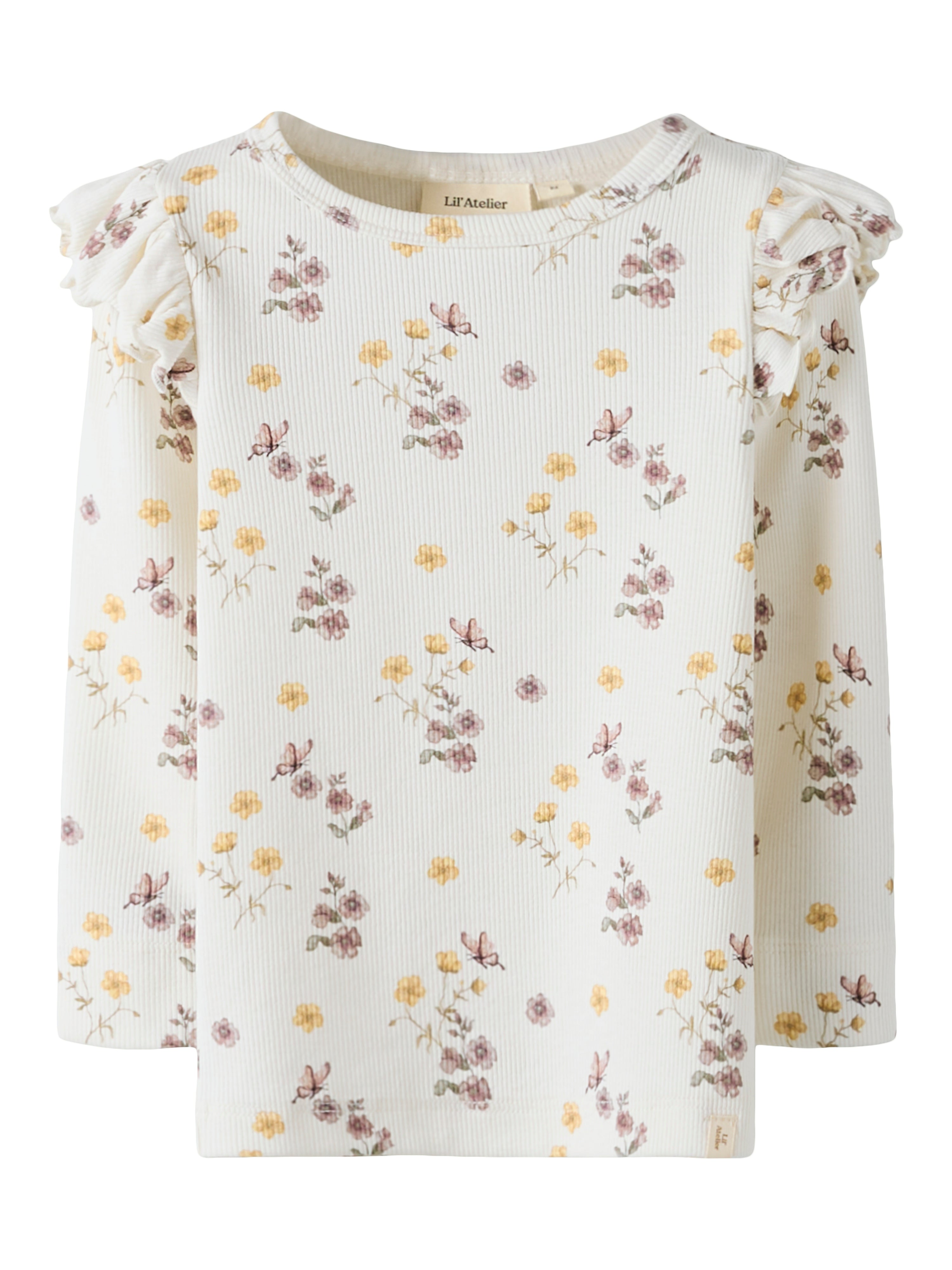 Lil Atelier Gavo Eko Slim Top NOOS - Coconut Milk/Flower Mix