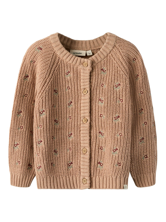 Lil Atelier Emlen Emb AO LS Knit Cardigan - Roebuck