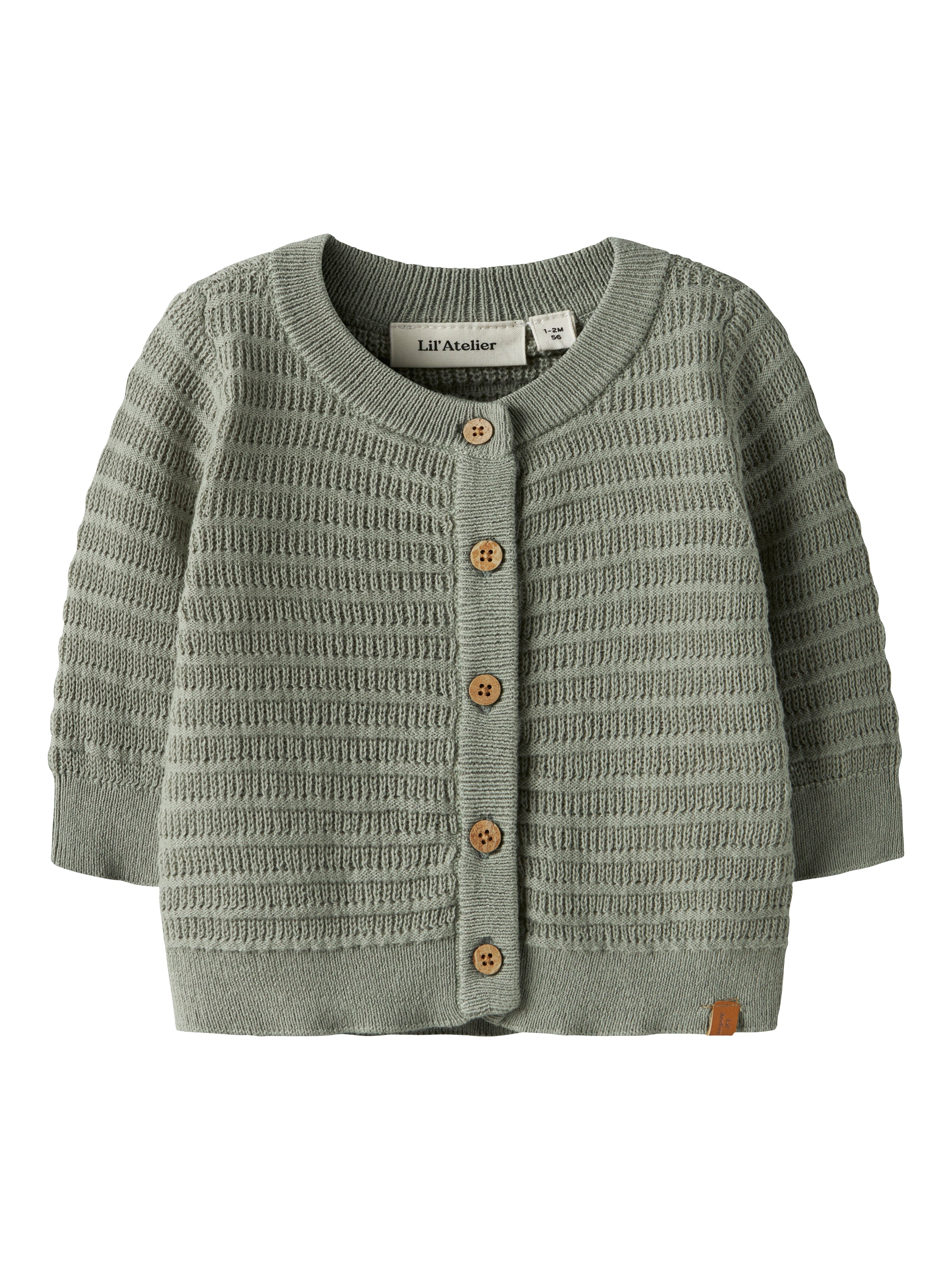 Lil Atelier Thunder LS Knit Cardigan - Seagrass