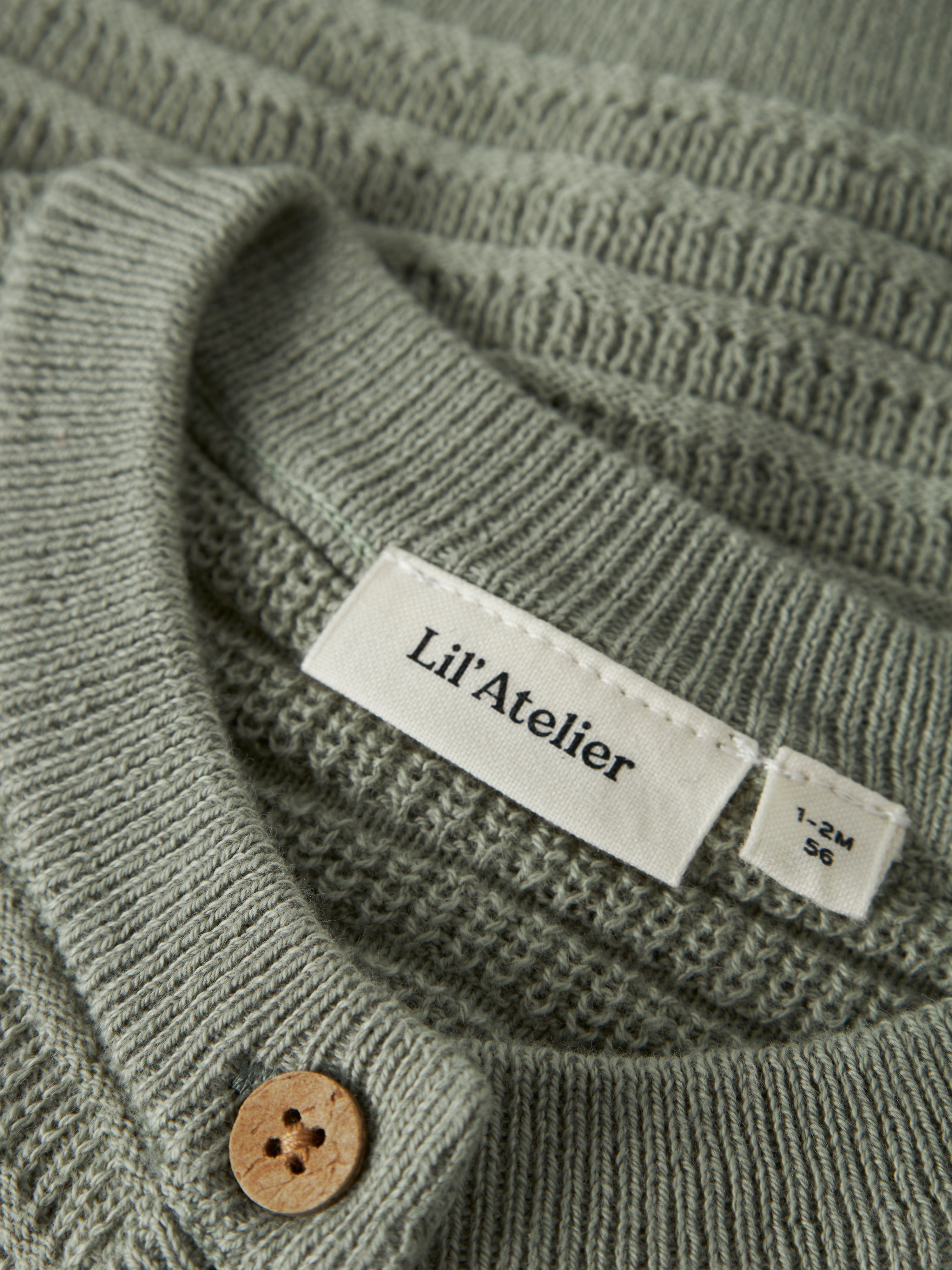Lil Atelier Thunder LS Knit Cardigan - Seagrass