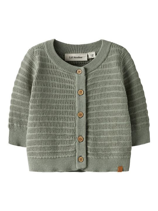 Lil Atelier Thunder LS Knit Cardigan - Seagrass