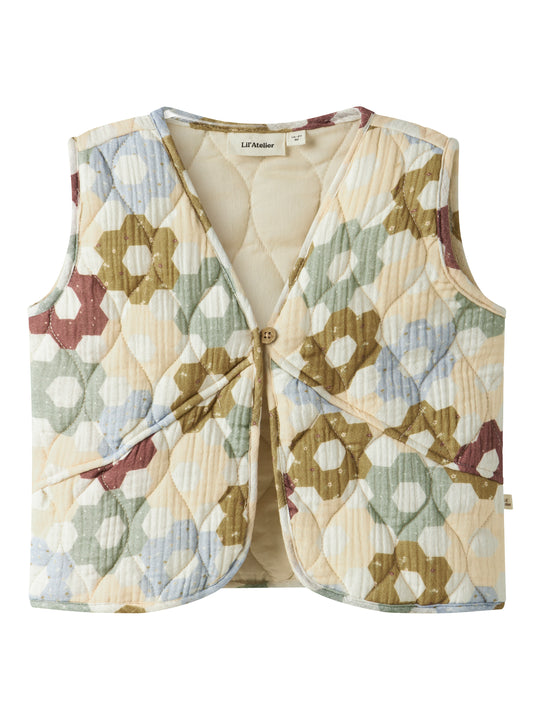 Lil Atelier Talia Quilt Vest - Coconut Milk