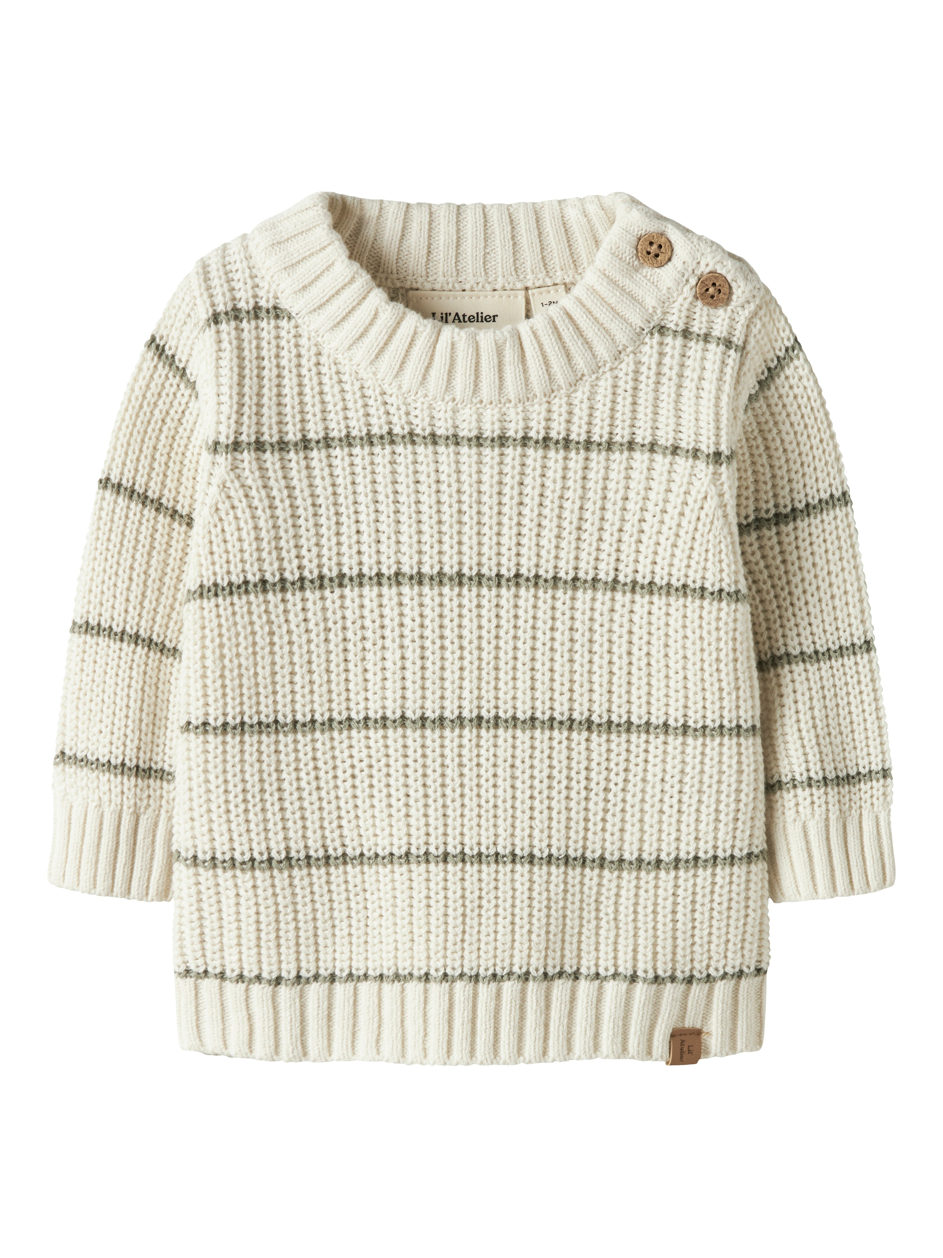 Lil Atelier Emlen LS Knit Stripes - Coconut Milk/Stripes