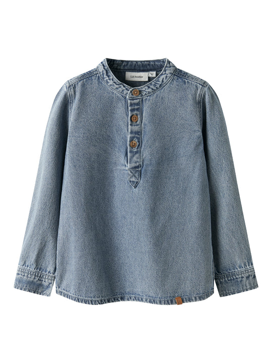 Lil Atelier Taya Loose Denim Shirt - Medium Blue Denim