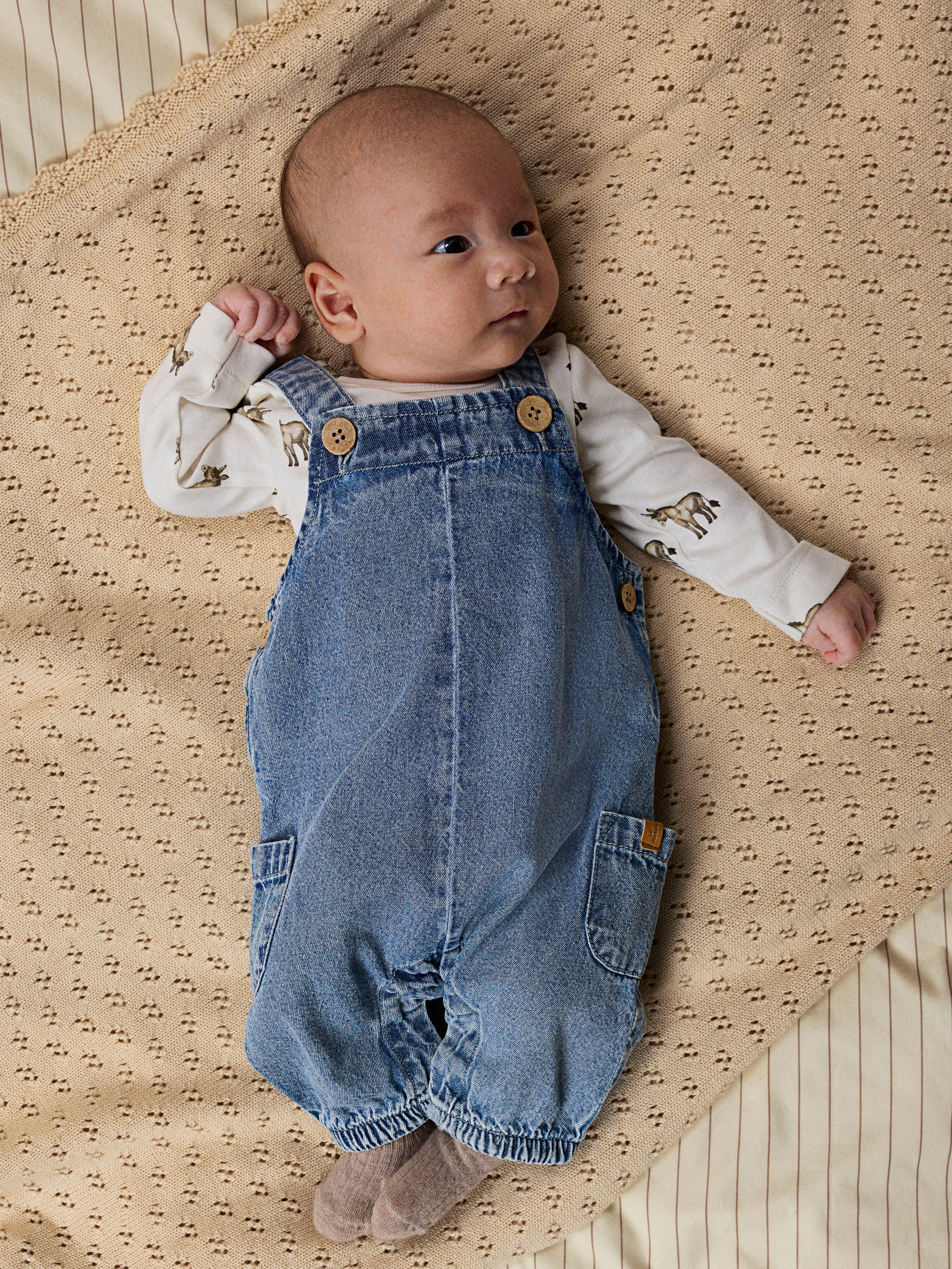 Lil Atelier Taya Loose Denim Overall - Medium Blue Denim