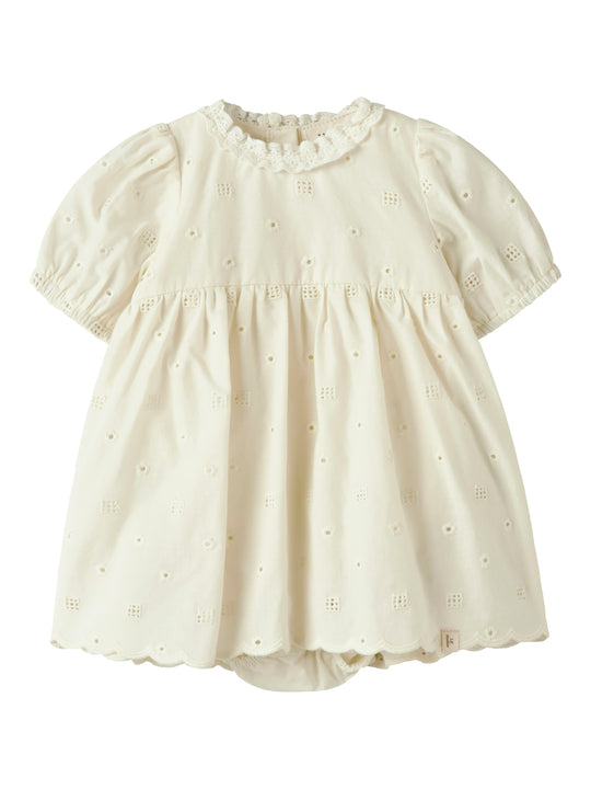 Lil Atelier Flores SS Body Dress - Coconut Milk