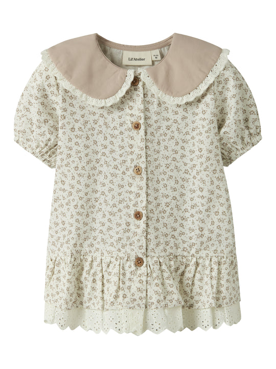 Lil Atelier Fjola SS Loose Shirt -  Coconut Milk