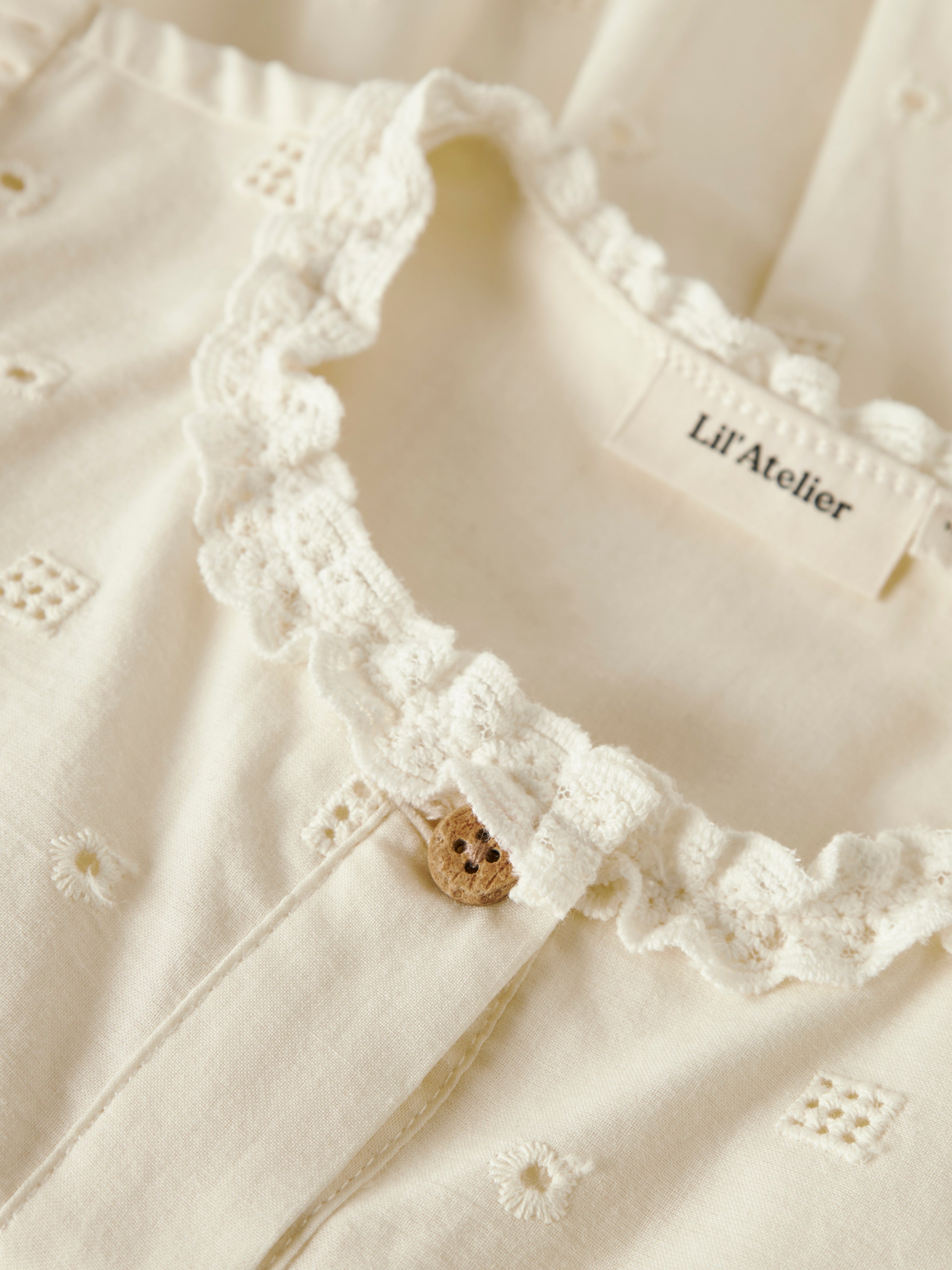 Lil Atelier Flores SS Dress - Coconut Milk