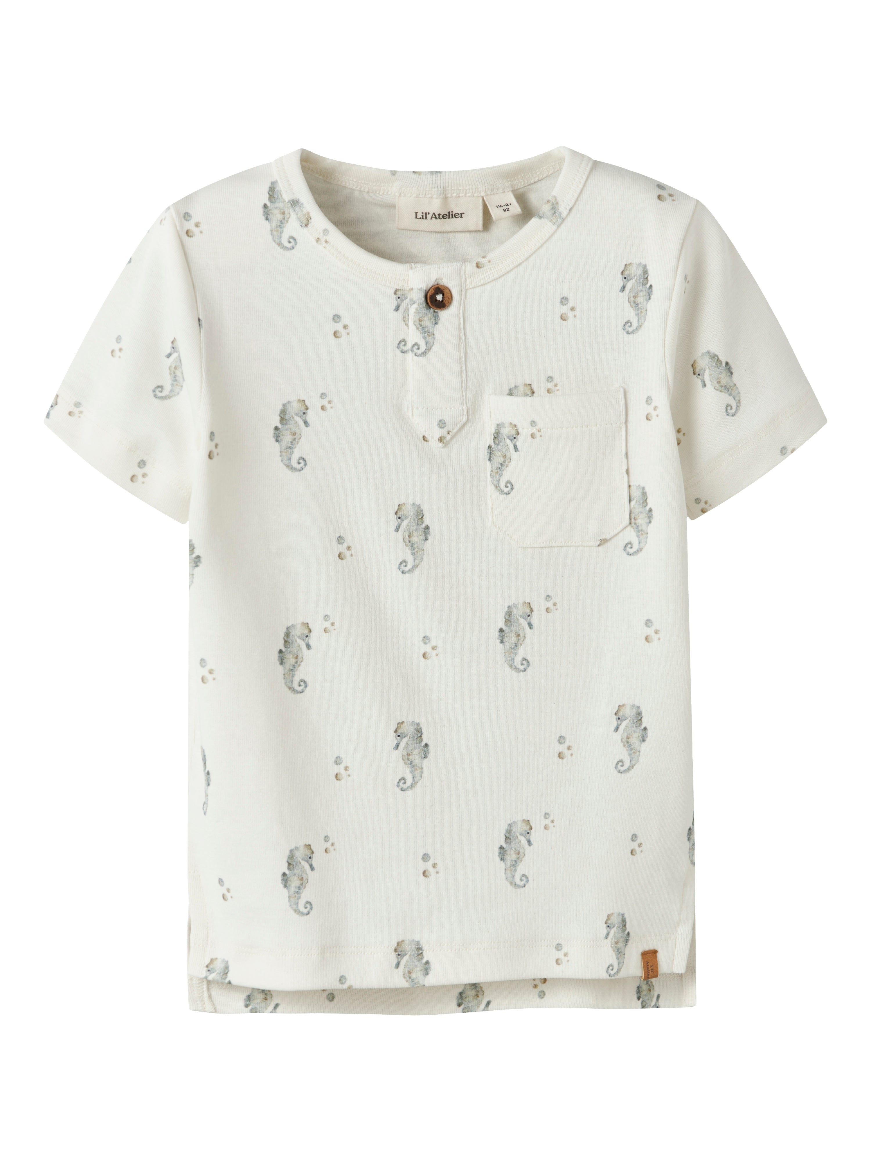 Lil Atelier Gayo Sik SS Slim Top - Coconut Milk/Seahorse