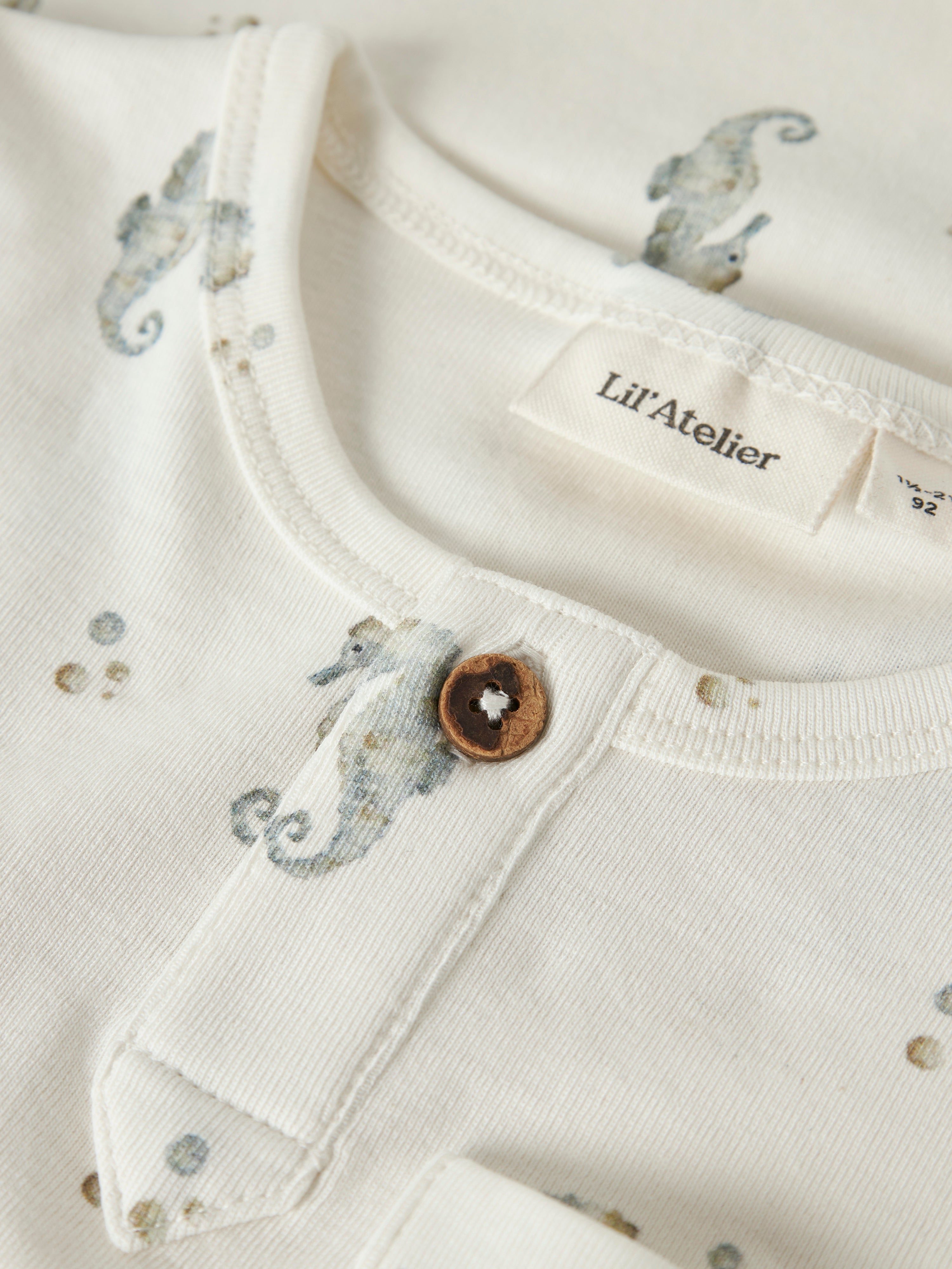 Lil Atelier Gayo Sik SS Slim Top - Coconut Milk/Seahorse
