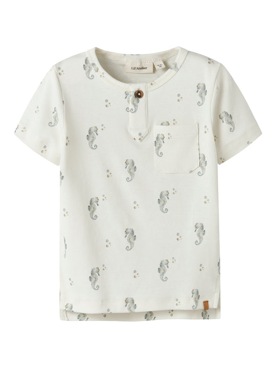 Lil Atelier Gayo Sik SS Slim Top - Coconut Milk/Seahorse