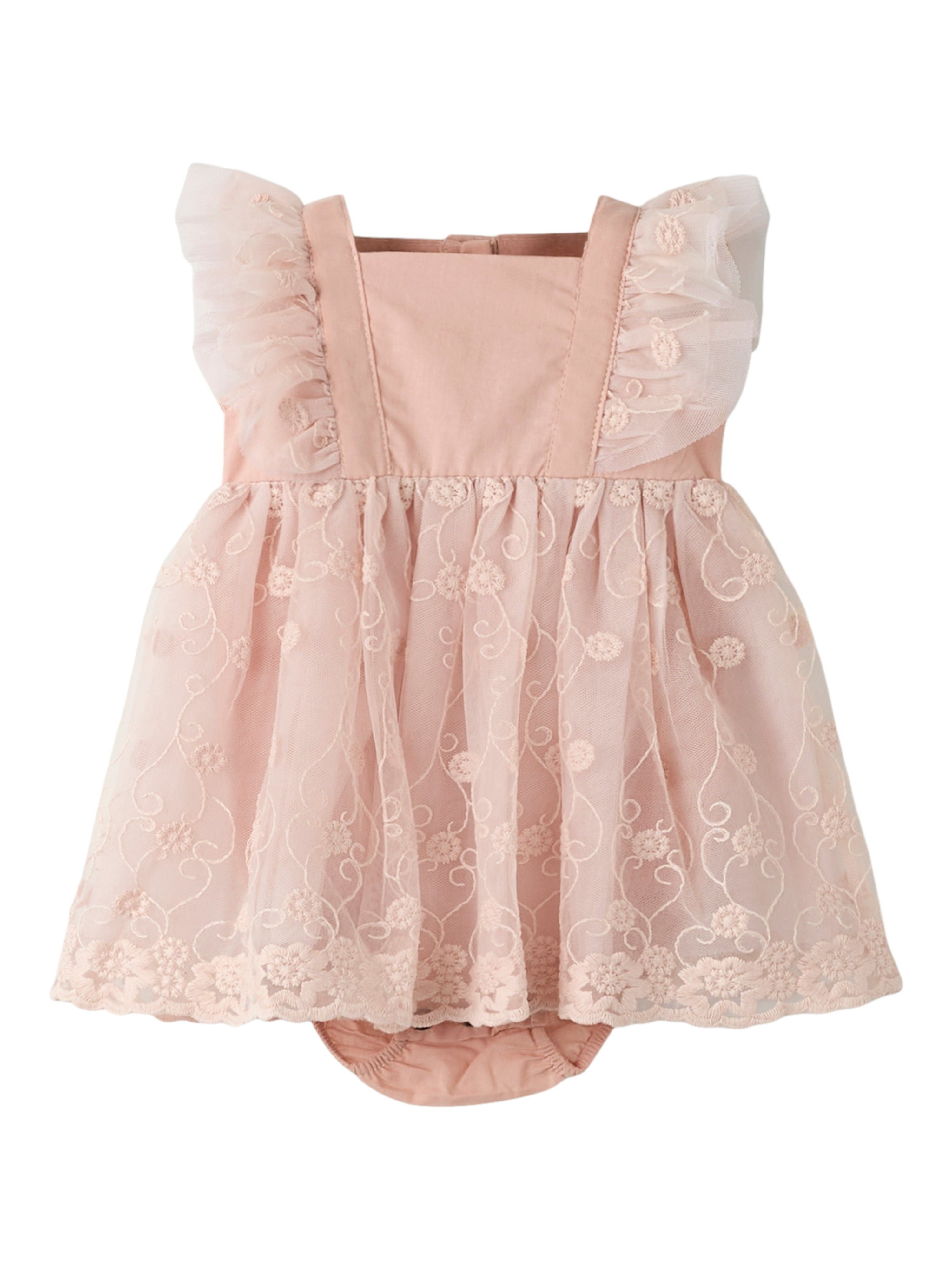 Lil Atelier Feya Tulle Body Dress - Peach Whip