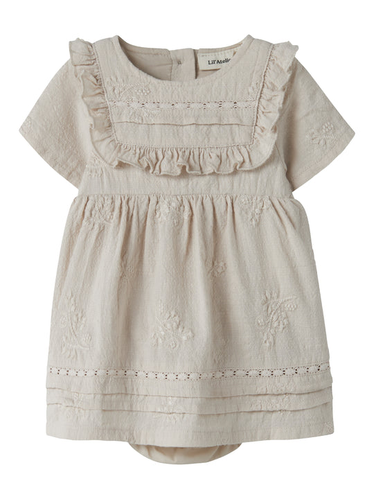 Lil Atelier Feronia SS Loose Body Dress - Pumice Stone