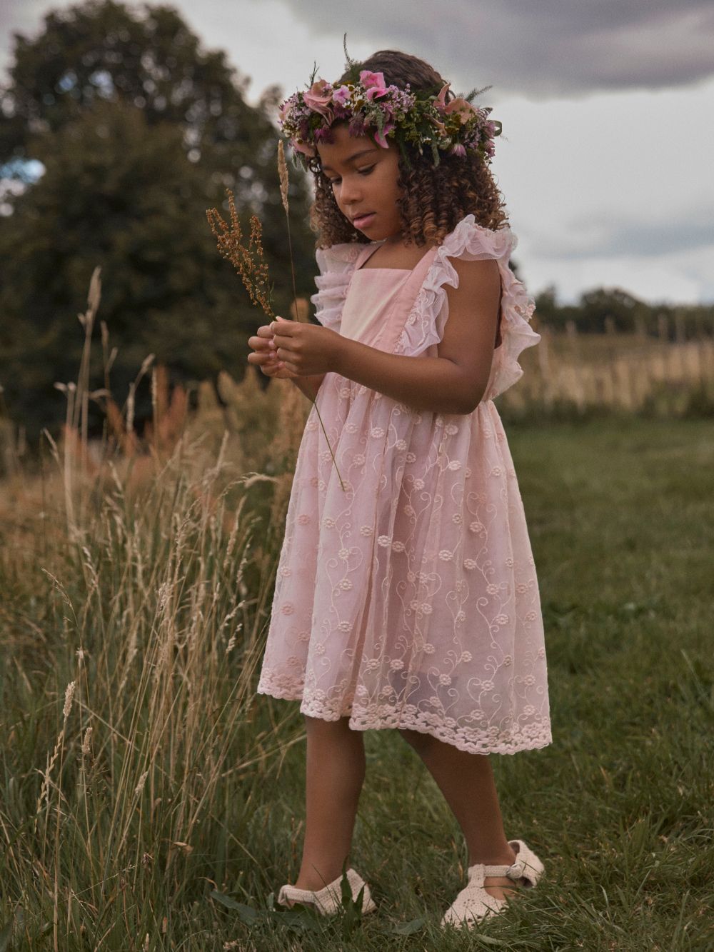 Lil Atelier Feya Tulle Dress - Peach Whip