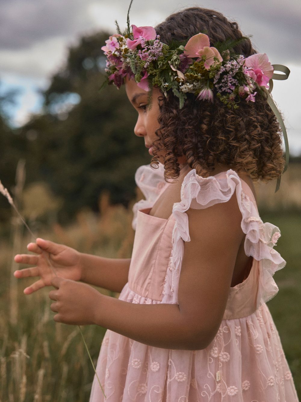 Lil Atelier Feya Tulle Dress - Peach Whip
