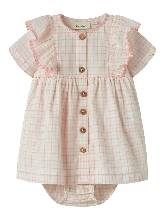 Lil Atelier Hedda SS Loose Body Dress - Coconut Milk/Rose Tan