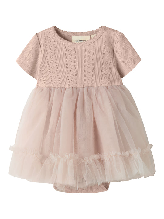 Lil Atelier Fanella SS Body Tulle Dress - Peach Whip
