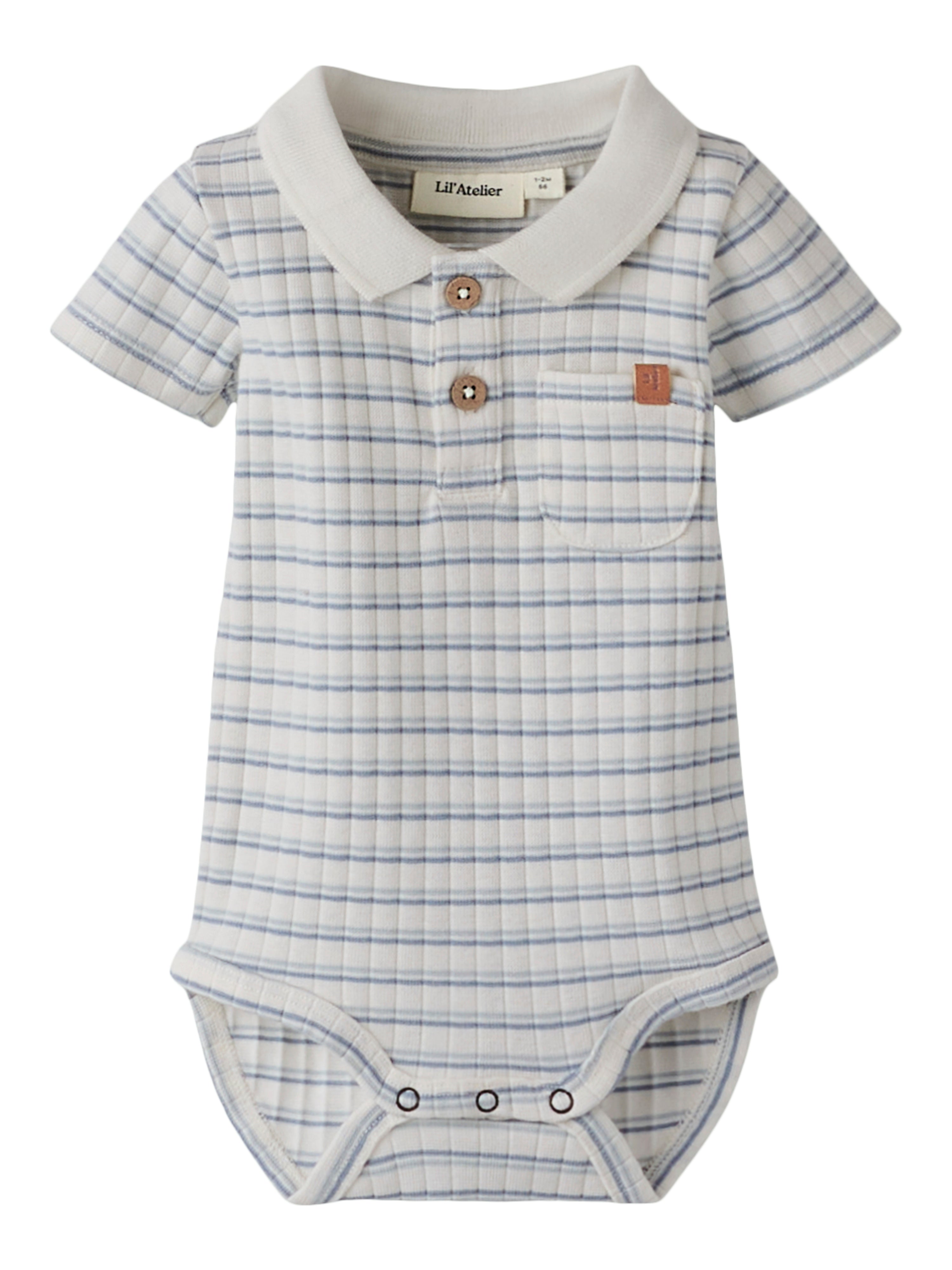 Lil Atelier Haldur SS Slim Body - Coconut Milk/Dusty Blue