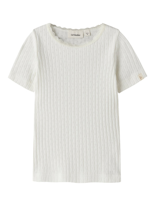 Lil Atelier Haldis SS Slim Top - Coconut Milk
