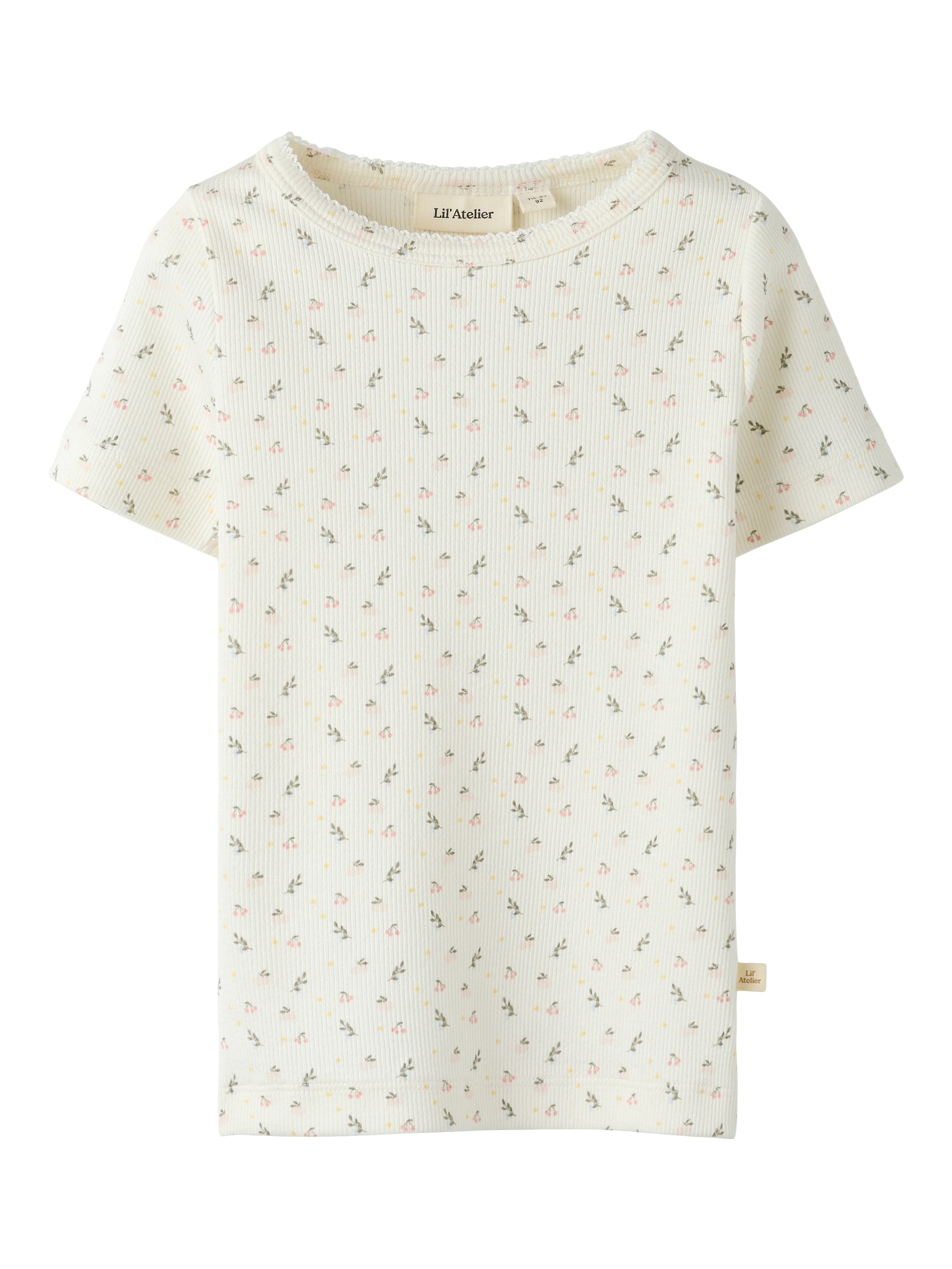 Lil Atelier Gago SS Slim Top NOOS - Coconut Milk/Small Flower