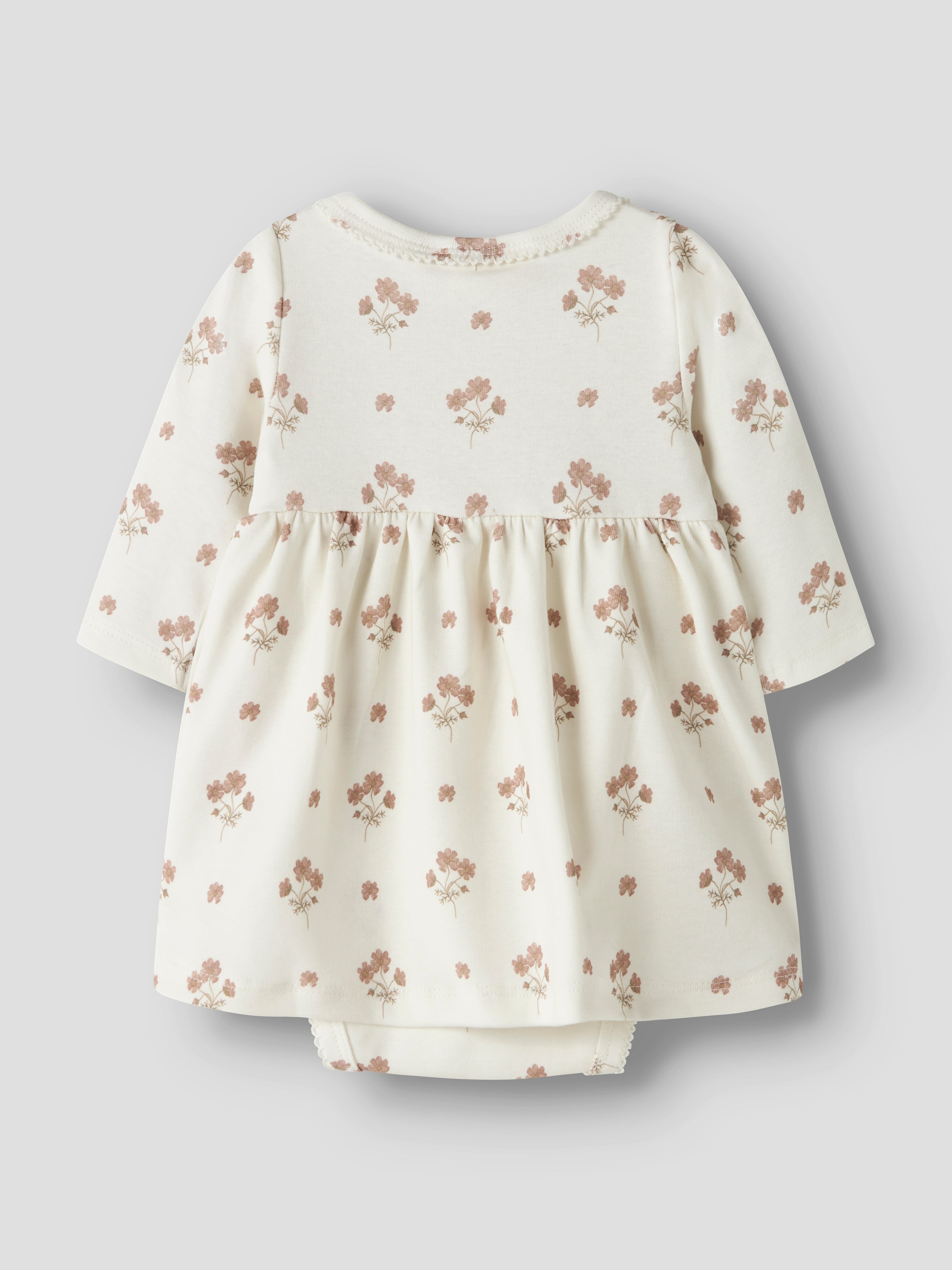 Lil Atelier Layo Sif LS Body Dress - Coconut Milk/Flower Pink