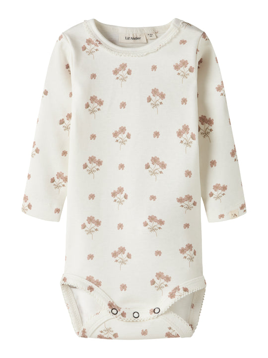 Lil Atelier Layo Sig LS Slim Body - Coconut Milk/Flower Pink