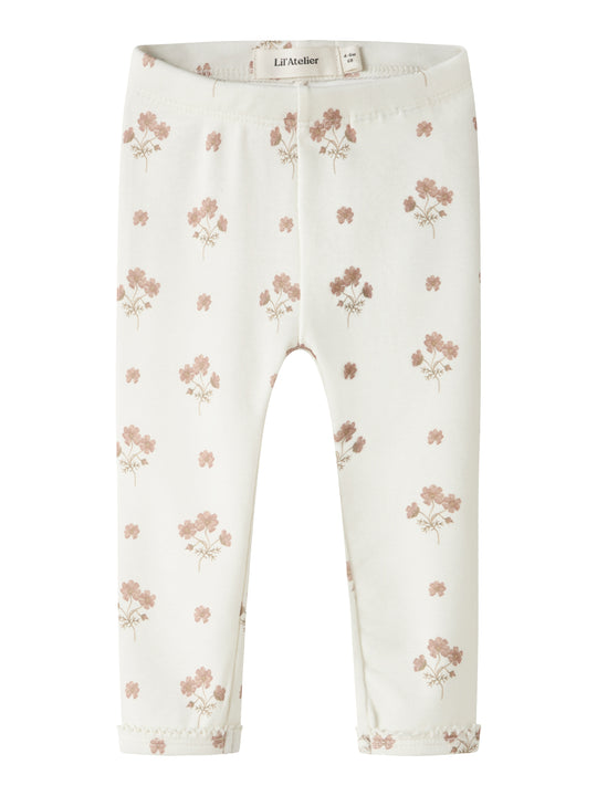 Lil Atelier Layo Sin Leggings - Coconut Milk/Flower Pink