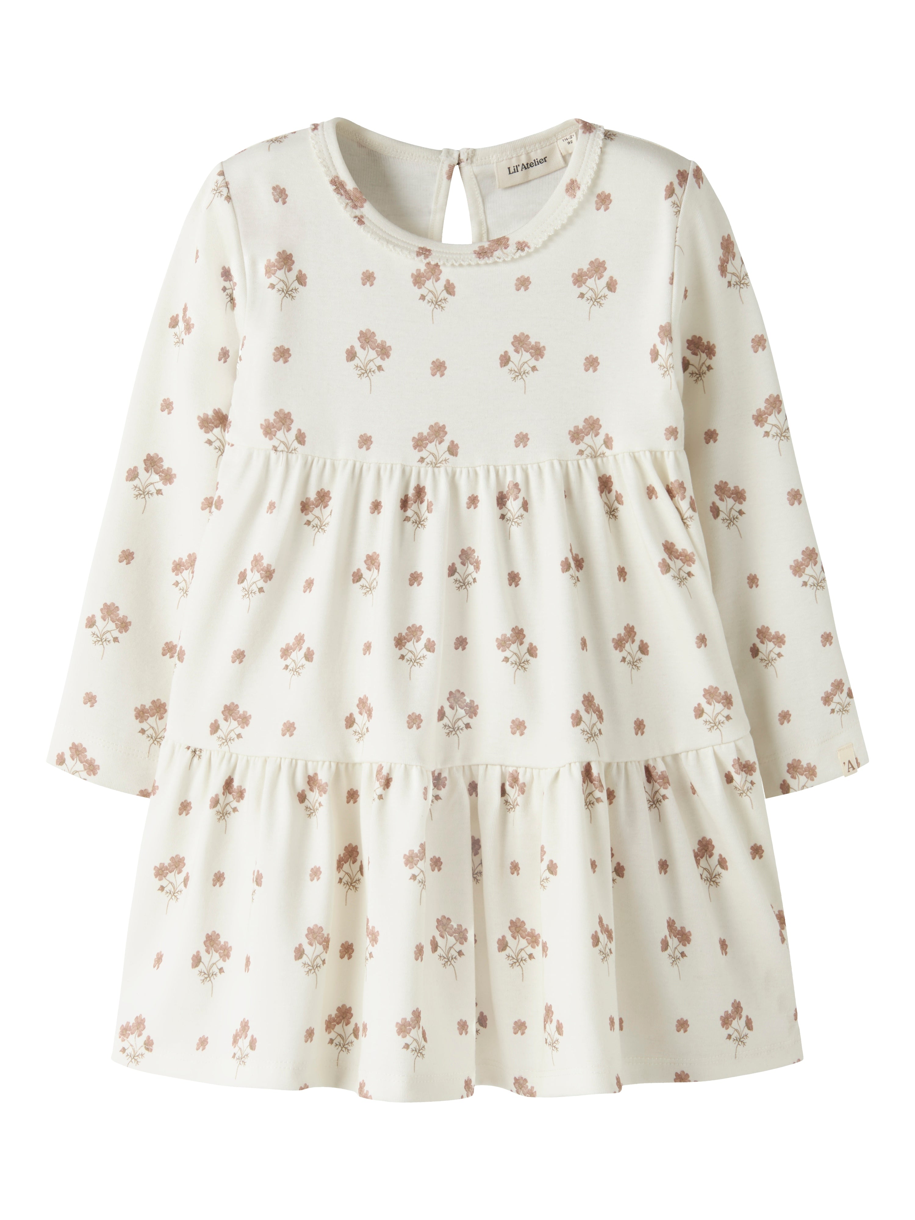 Lil Atelier Layo Sif LS Dress - Coconut Milk/Flower Pink