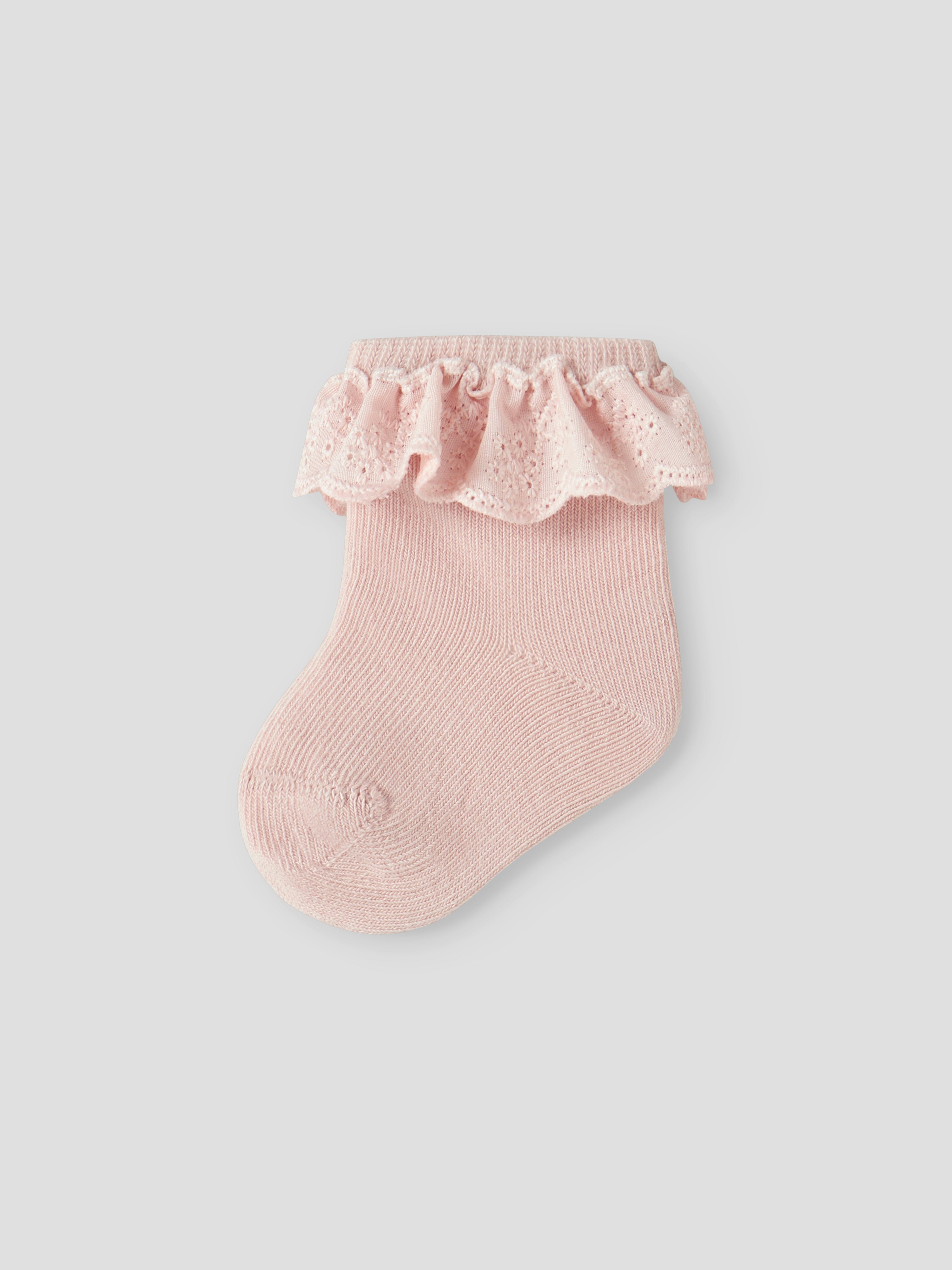 Lil Atelier Dertrud Ankelstrømpe med Blondekant 2 pak - Misty Rose