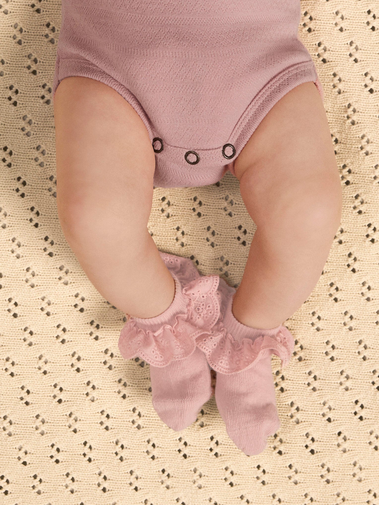 Lil Atelier Dertrud Ankelstrømpe med Blondekant 2 pak - Misty Rose