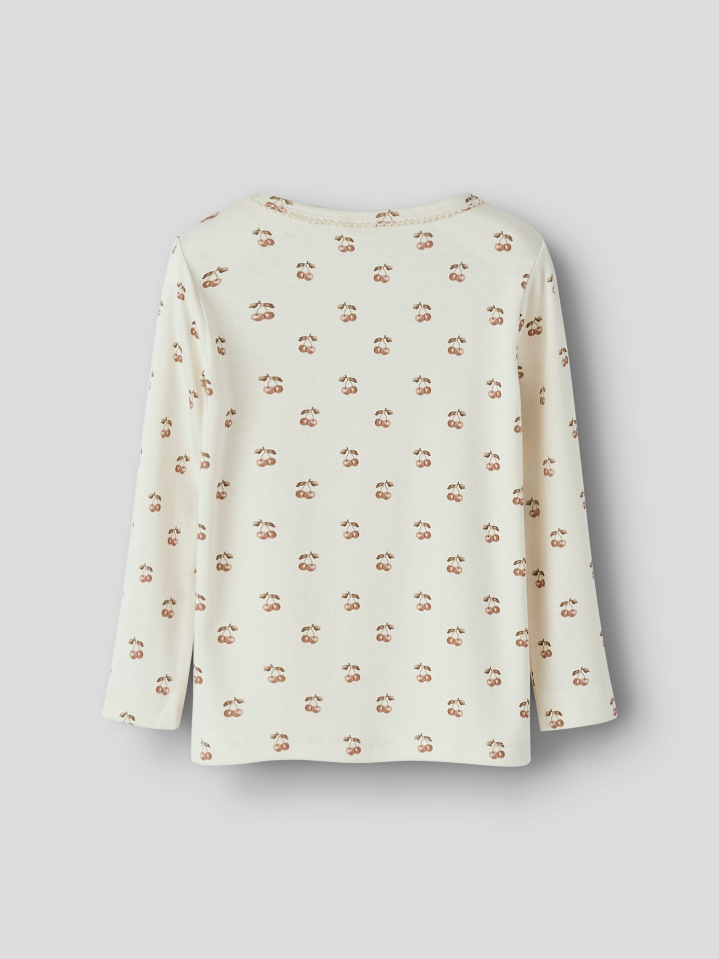 Lil Atelier Layo Sig LS Slim Top - Coconut Milk/Cherry