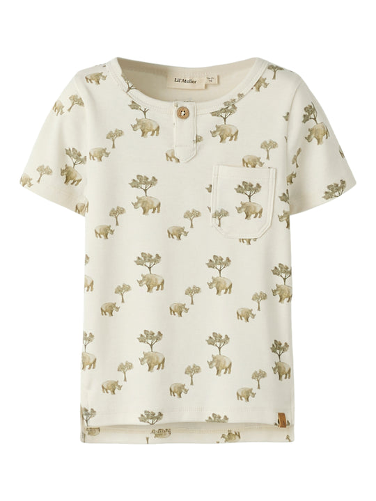 Lil Atelier Layo SS Slim Top - Coconut Milk/Rhino