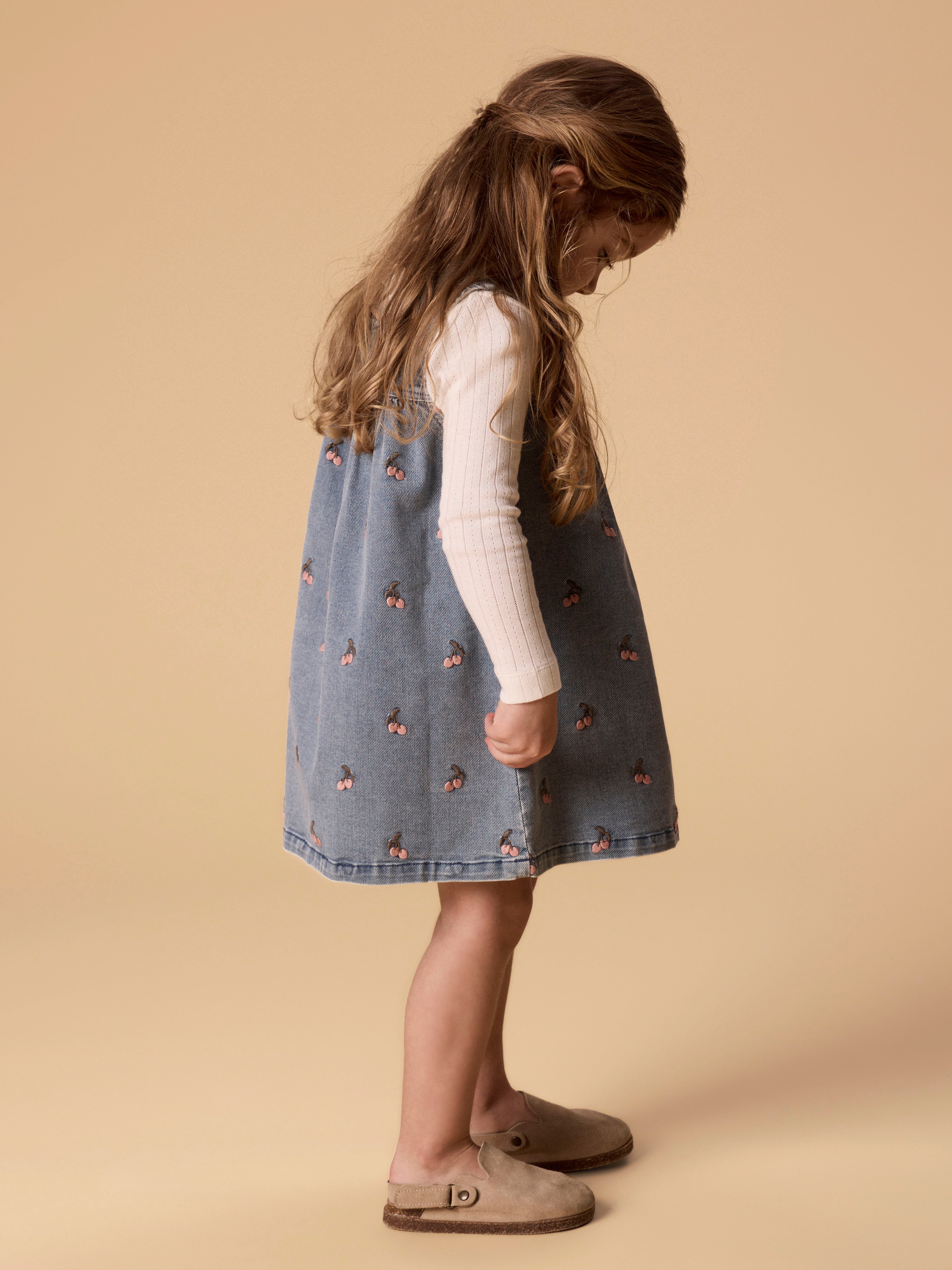 Lil Atelier Deva Loose Emb Spencer - Medium Blue Denim/Cherry