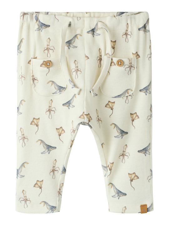Lil Atelier Lavo Eki Loose Pants - Coconut Milk/Sea Animals