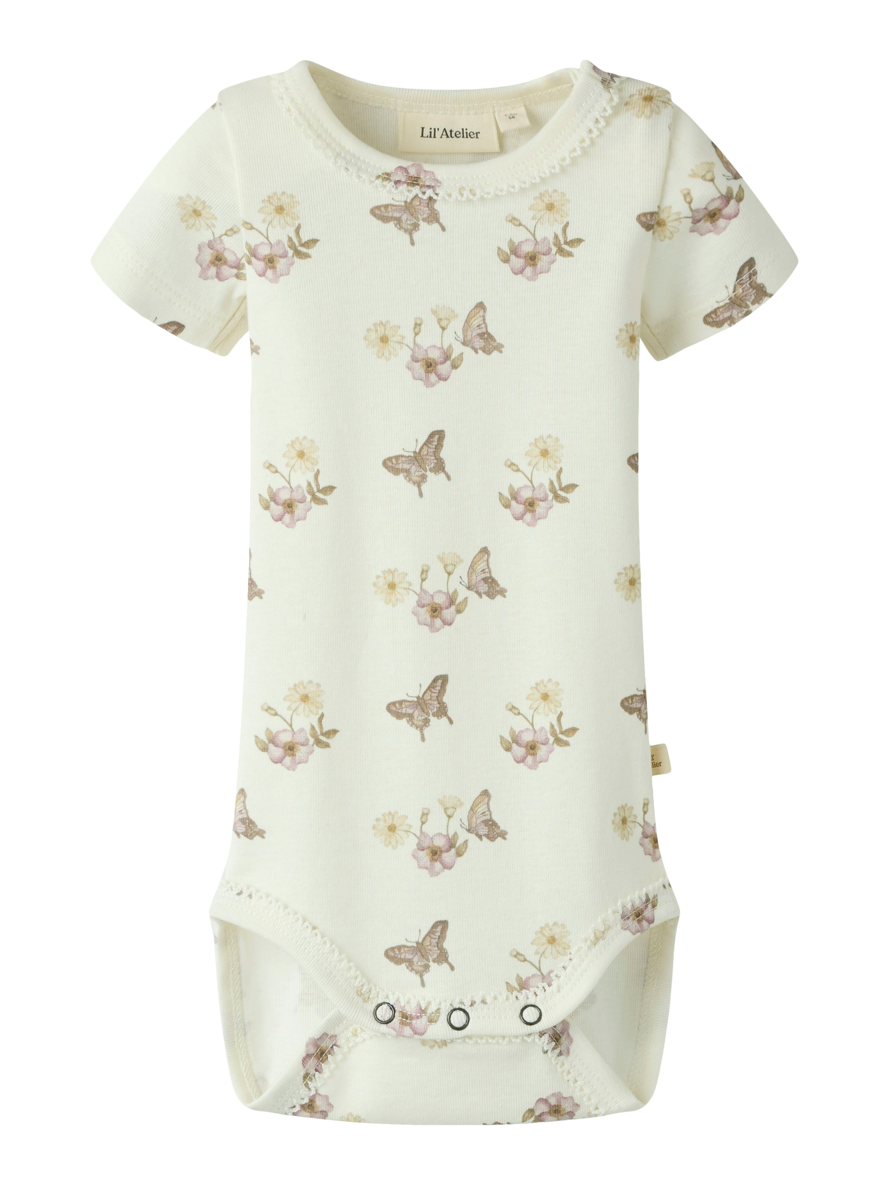 Lil Atelier Layo Sna SS Slim Body - Coconut Milk/Flower