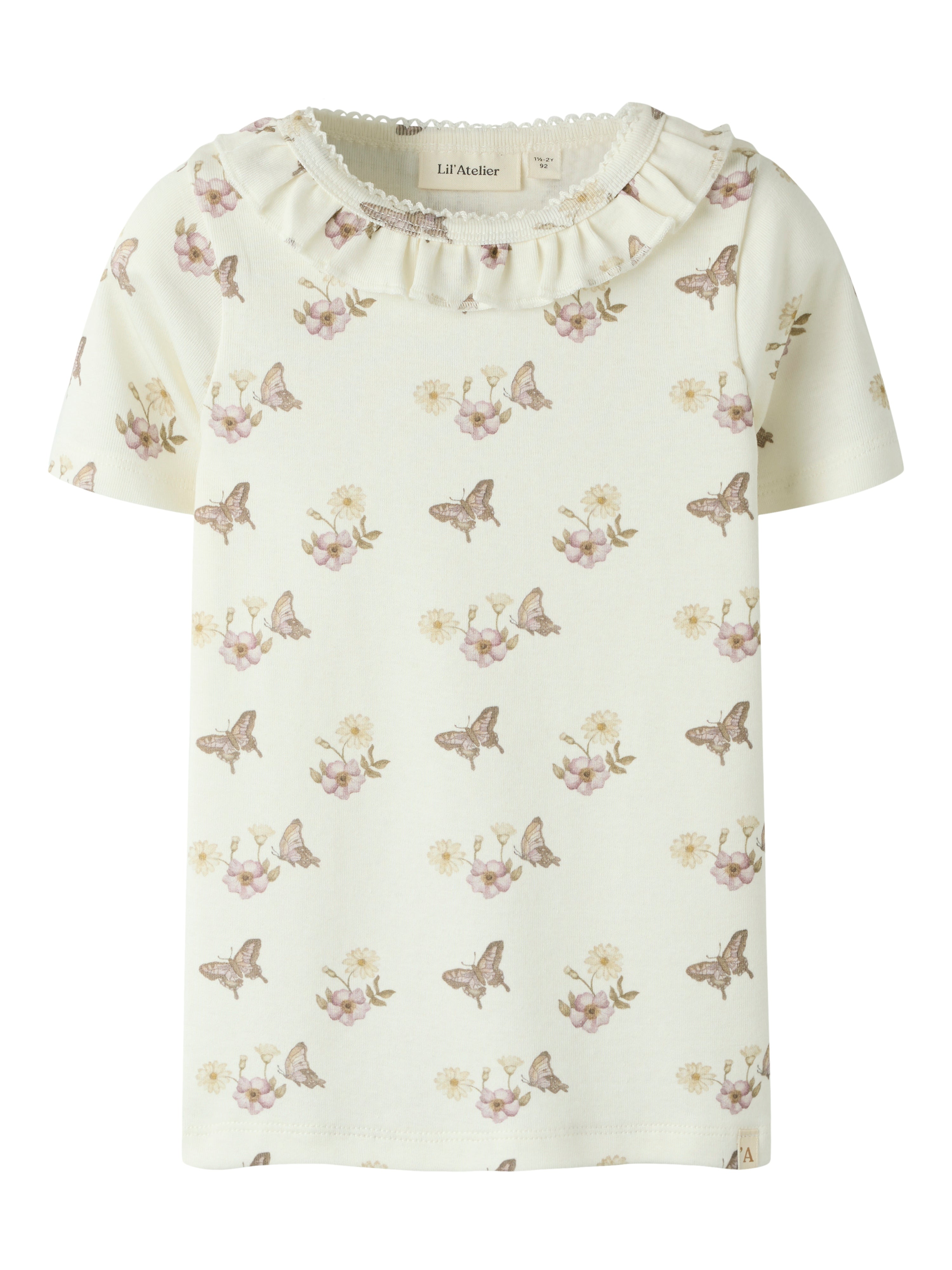 Lil Atelier Layo Sia SS Slim Top - Coconut Milk/Flower