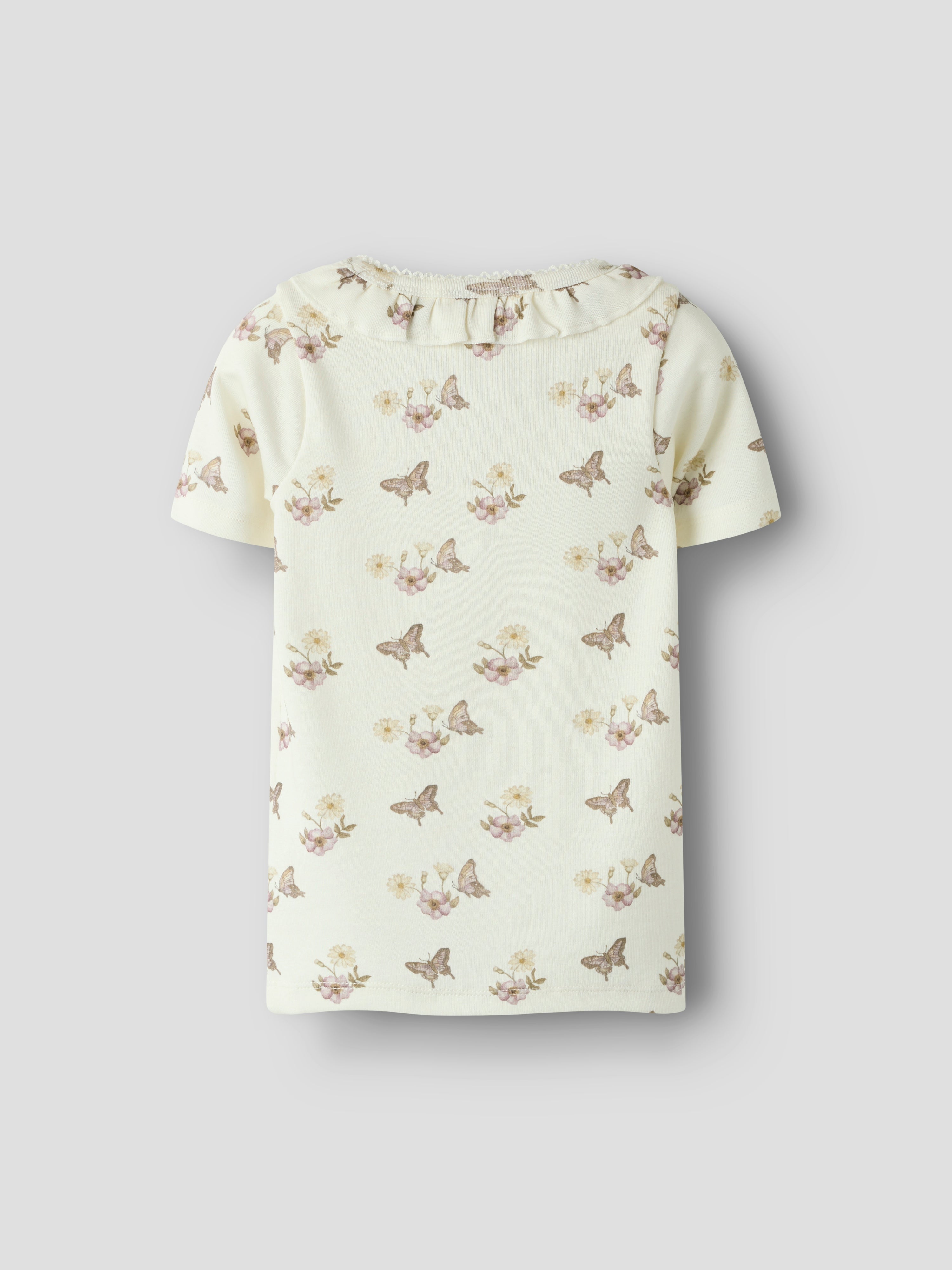 Lil Atelier Layo Sia SS Slim Top - Coconut Milk/Flower