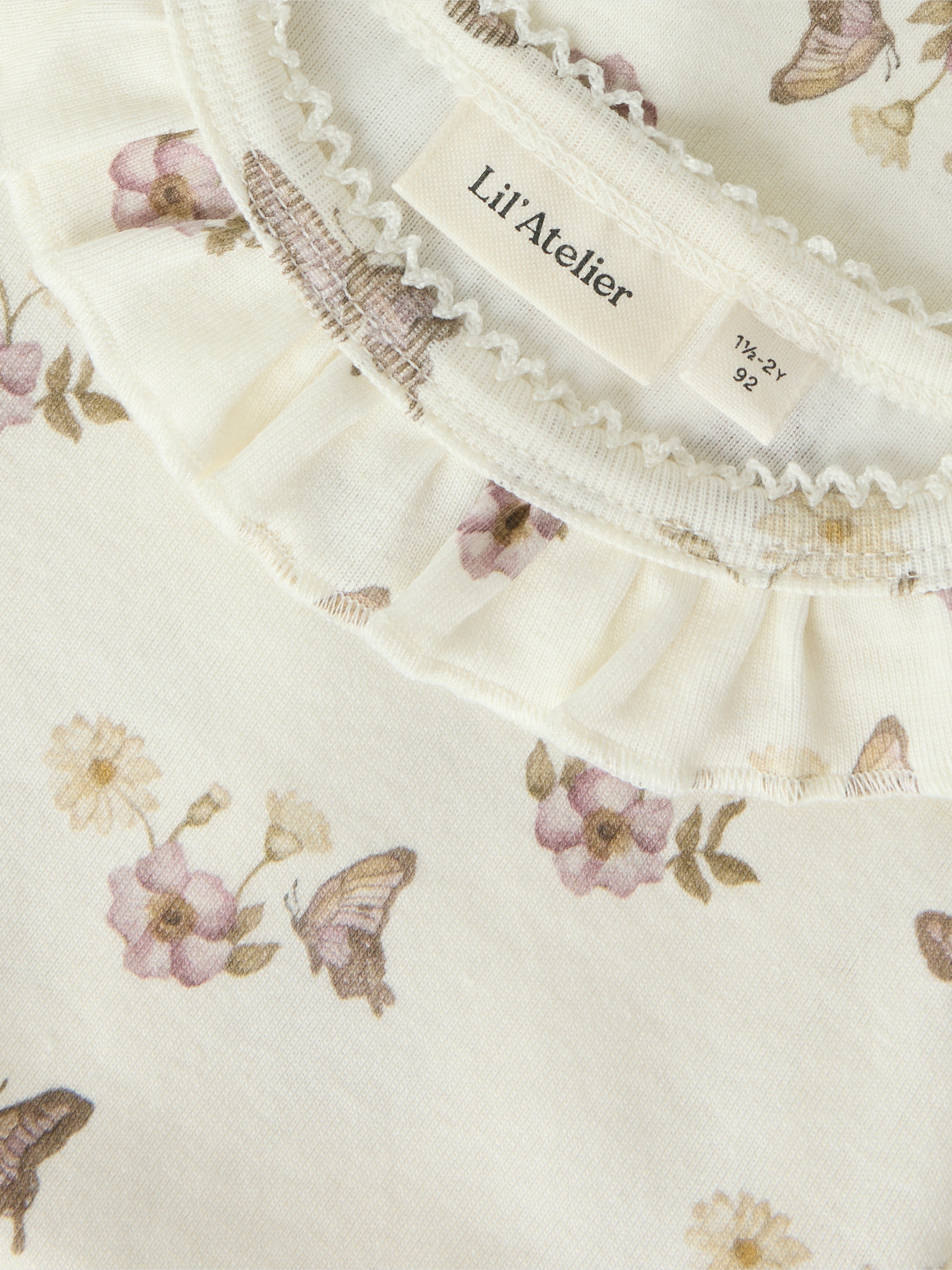 Lil Atelier Layo Sia SS Slim Top - Coconut Milk/Flower