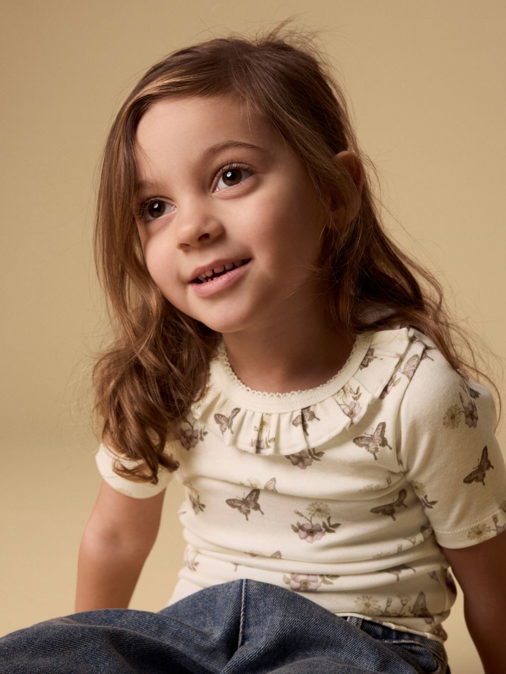 Lil Atelier Layo Sia SS Slim Top - Coconut Milk/Flower